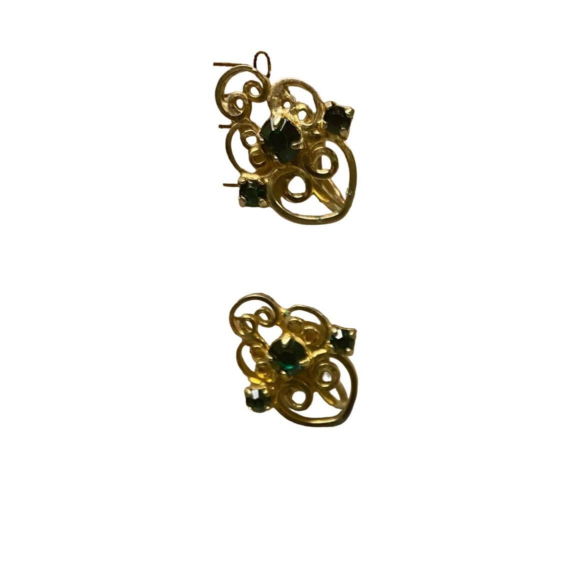 Other Vintage Regency Gold-Tone Screw Back Earrings With Emerald Size ONE SIZE - 4 Thumbnail