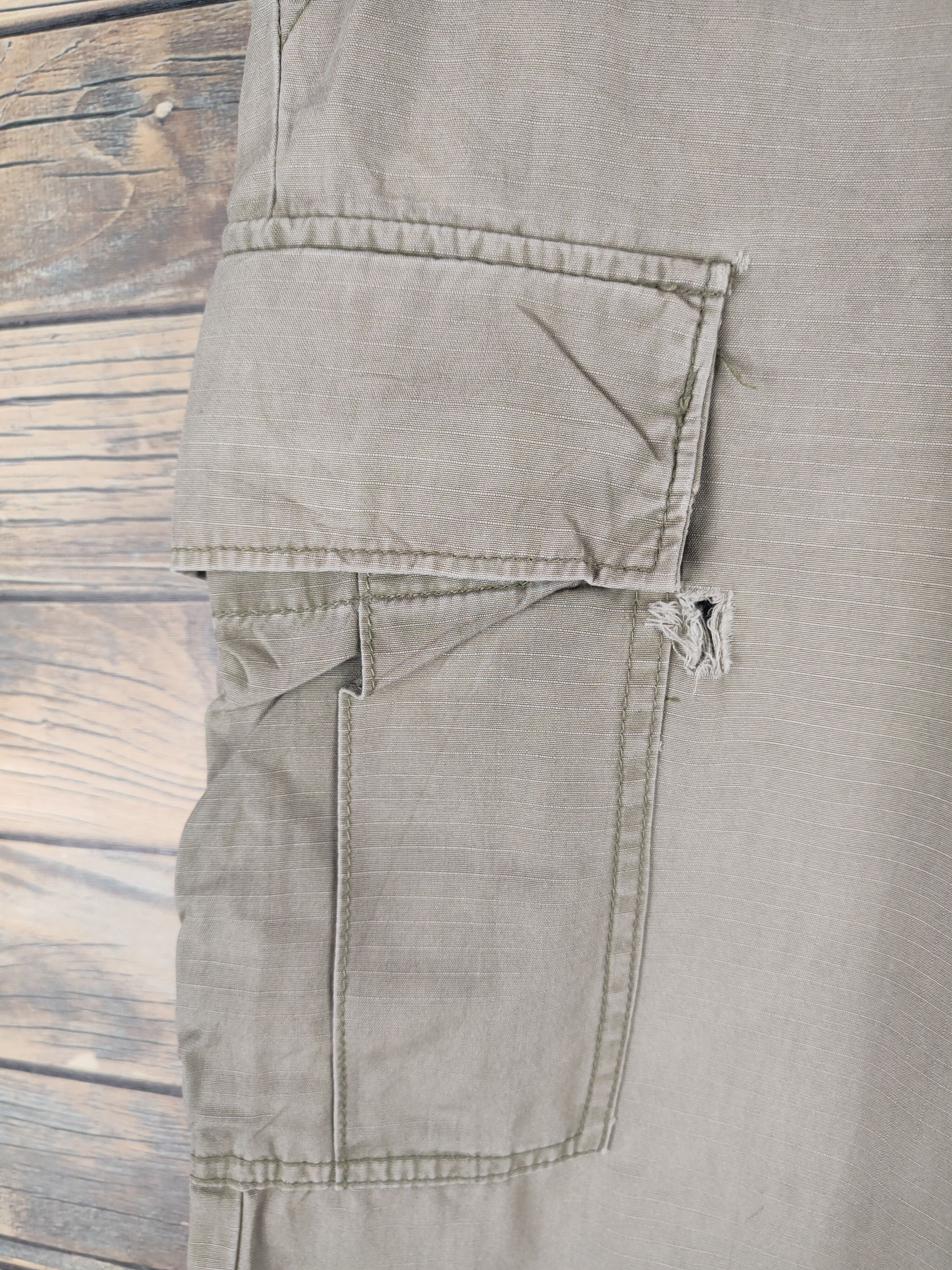 Japanese Brand DL Back Number Olive Faded Multipocket Cargo Pants #46-227T Size US 34 / EU 50 - 3 Thumbnail