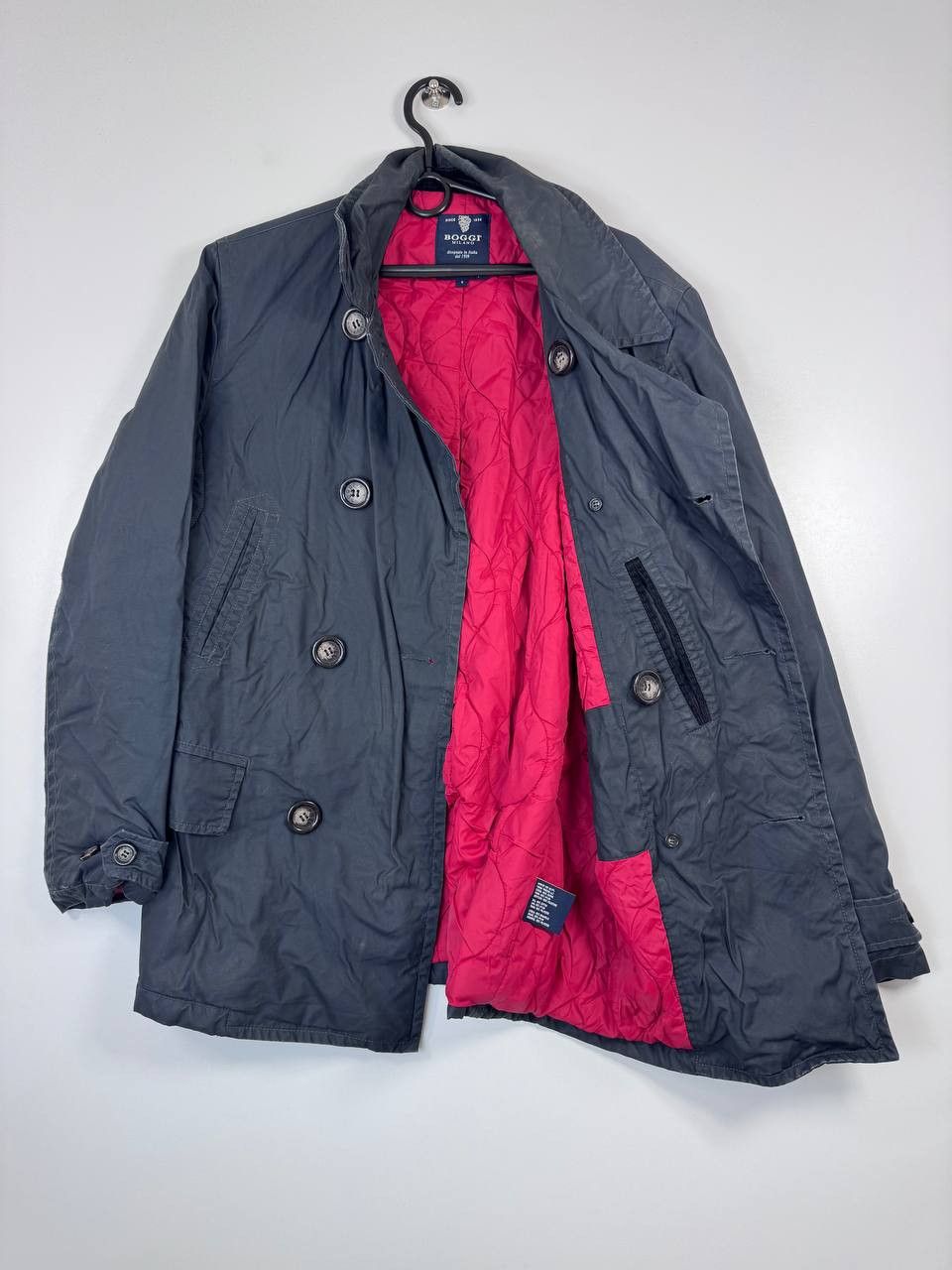 Boggi Boggi Milano Mens Double Breasted Jacket Coat Cotton Navy S Size US S / EU 44-46 / 1 - 2 Thumbnail