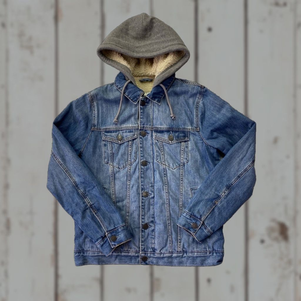 Abercrombie & Fitch Abercrombie & Fitch Jacket Mens Medium Blue Denim Sherpa Lined Quilted Insulated Pockets Size US M / EU 48-50 / 2 - 1 Thumbnail