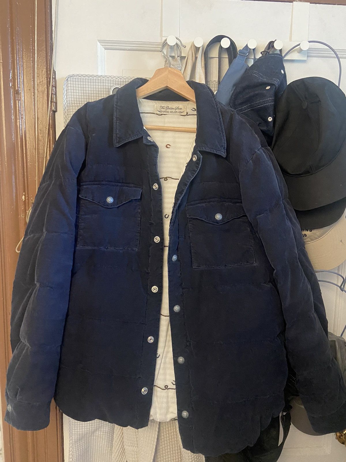 image of Remi Relief Down Corduroy Shirt Jacket in Navy, Men's (Size XL)