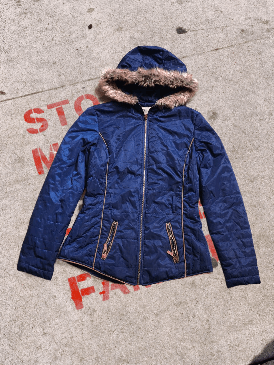 Guess VINTAGE GUESS Blue Hooded Puffer Jacket Size M / US 6-8 / IT 42-44 - 1 Thumbnail