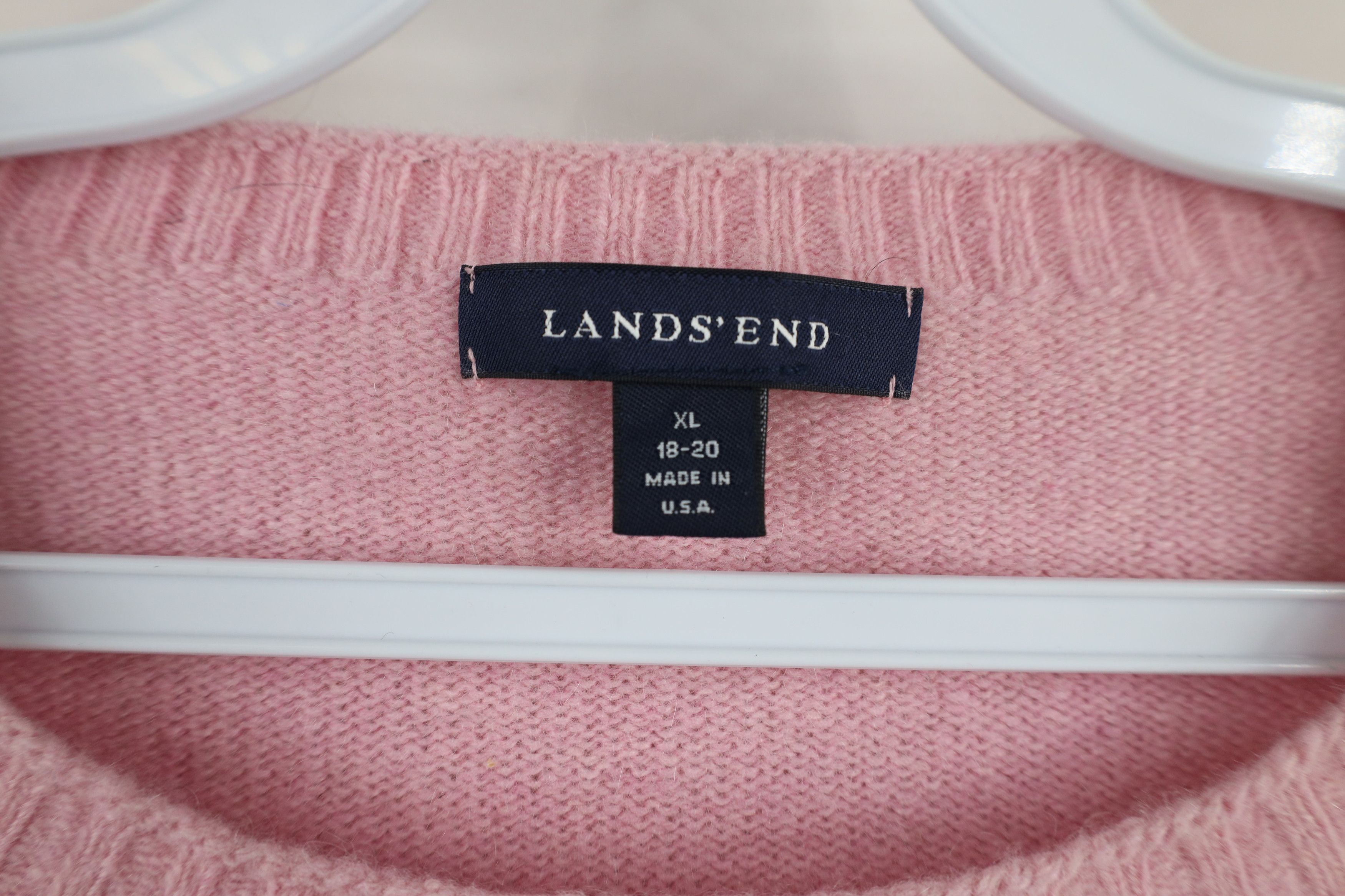 Lands' End × Vintage Vintage 90s Lands End Knit Crewneck Sweater Pink USA Size XL / US 12-14 / IT 48-50 - 7 Thumbnail