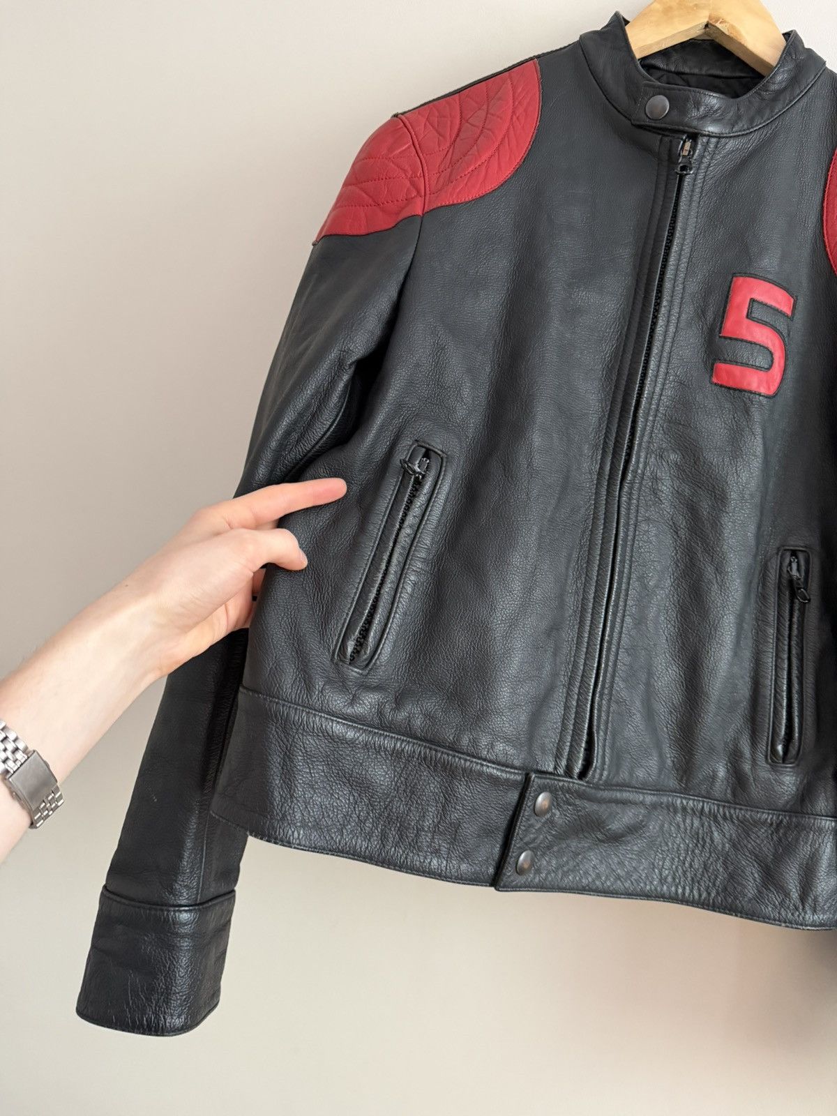 Vintage Vintage Project Leather Racing Jacket Black Red Size US L / EU 52-54 / 3 - 4 Thumbnail