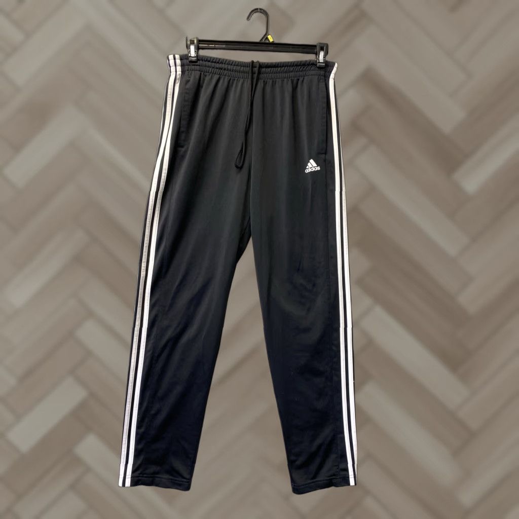 Adidas Adidas Men's Athletic Pants Sz L Black White Striped Workout Gym Sports Sweatpants Size US 33 - 1 Thumbnail