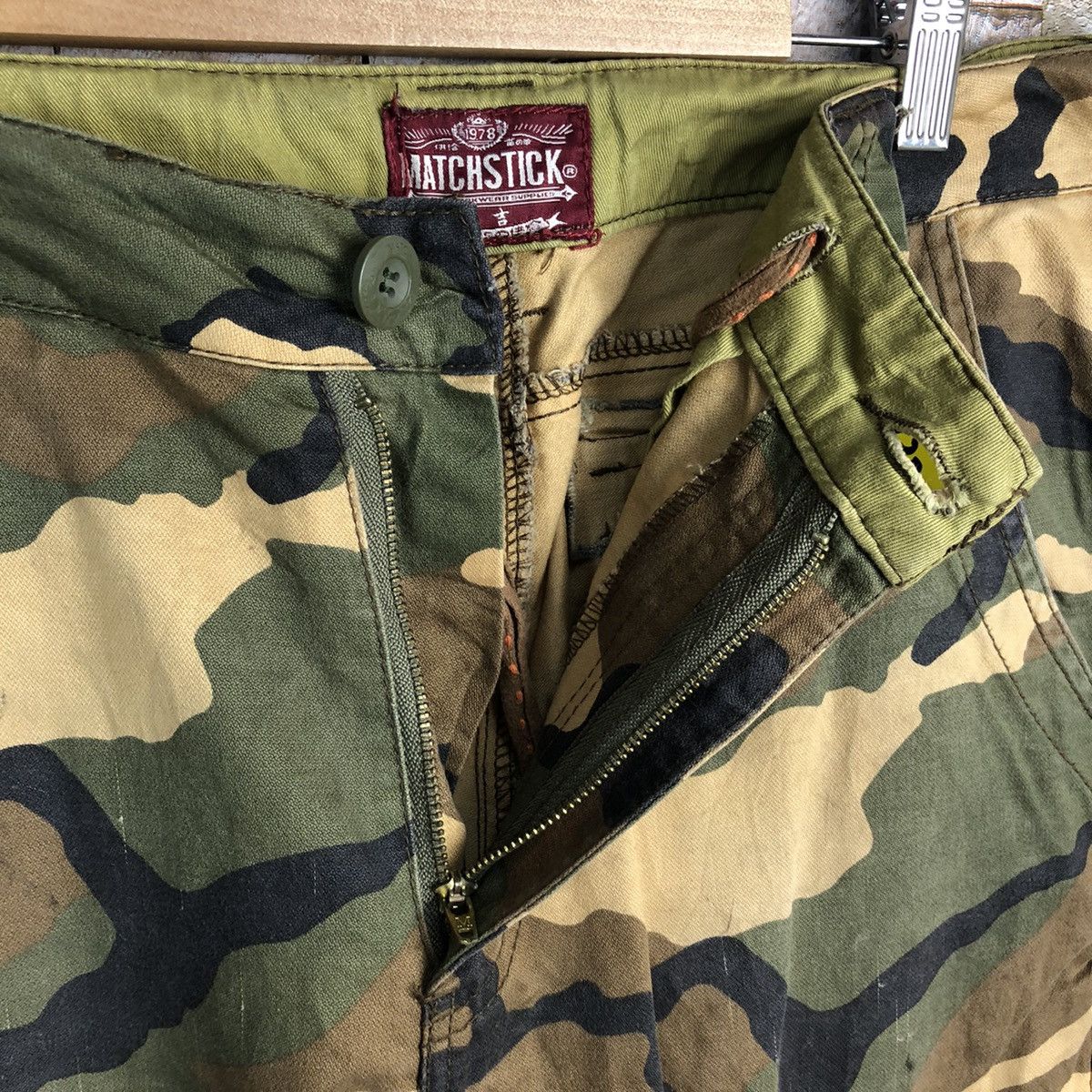 Japanese Brand Matchstick Camo Brown Cargo Multipocket Pants #A138 Size US 31 - 17 Thumbnail