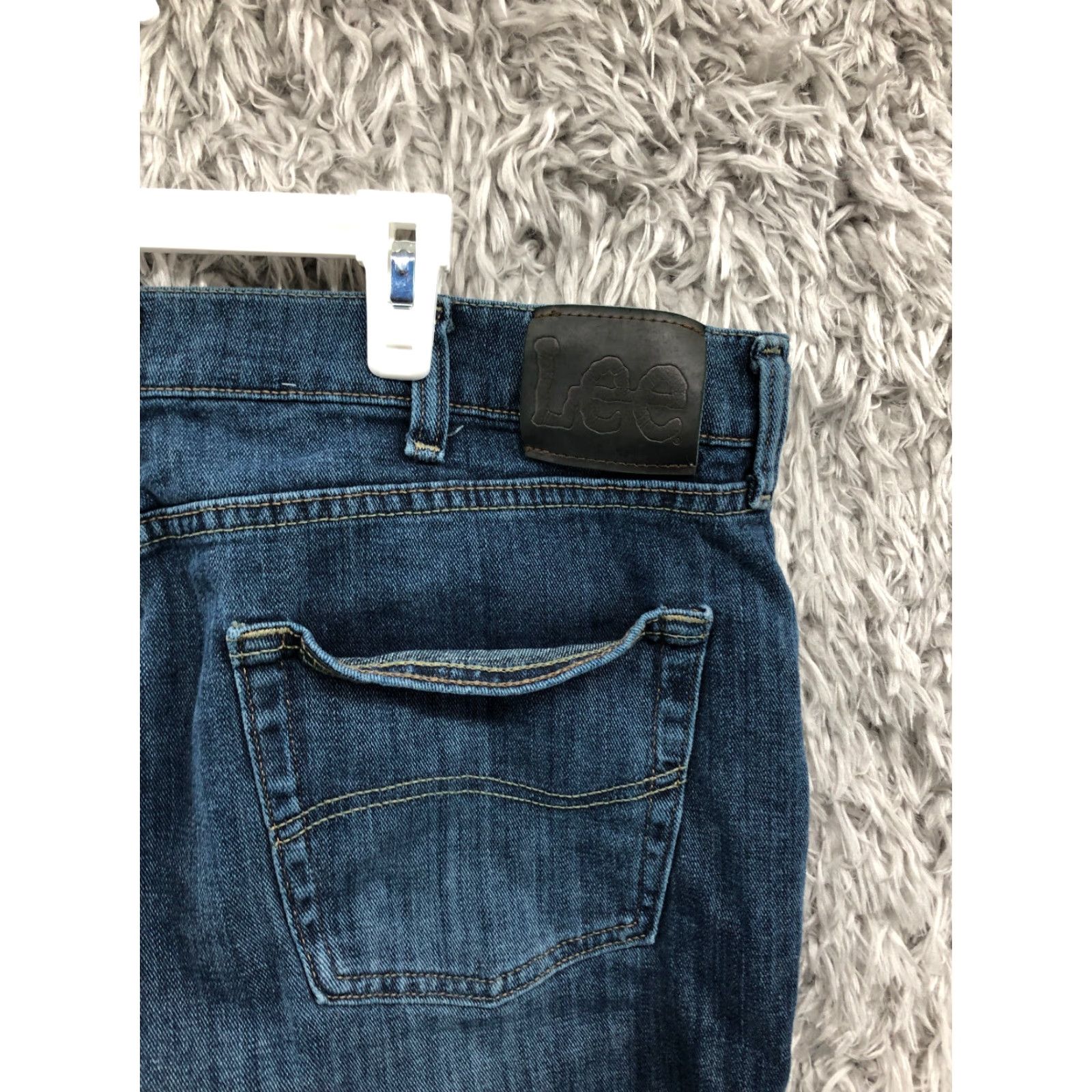 Lee Lee Jeans Mens Regular 38x32 Straight Leg Denim Blue Dark Wash Mid Rise 5-Pocket Comfort Brand Lee Modern Series Size US 38 / EU 54 - 6 Thumbnail