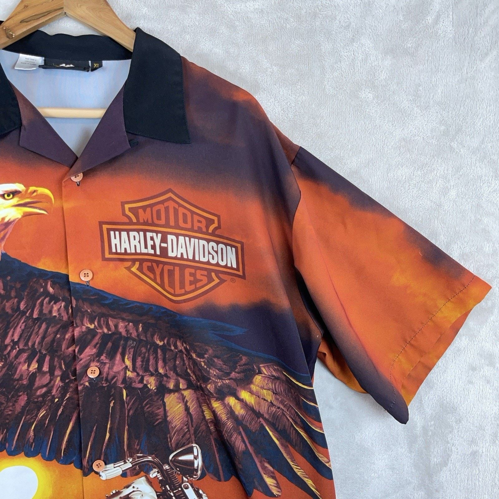 Harley Davidson Vtg Harley Davidson Sunset Eagle Motorcycle AOP Shirt XL Size US XL / EU 56 / 4 - 4 Thumbnail