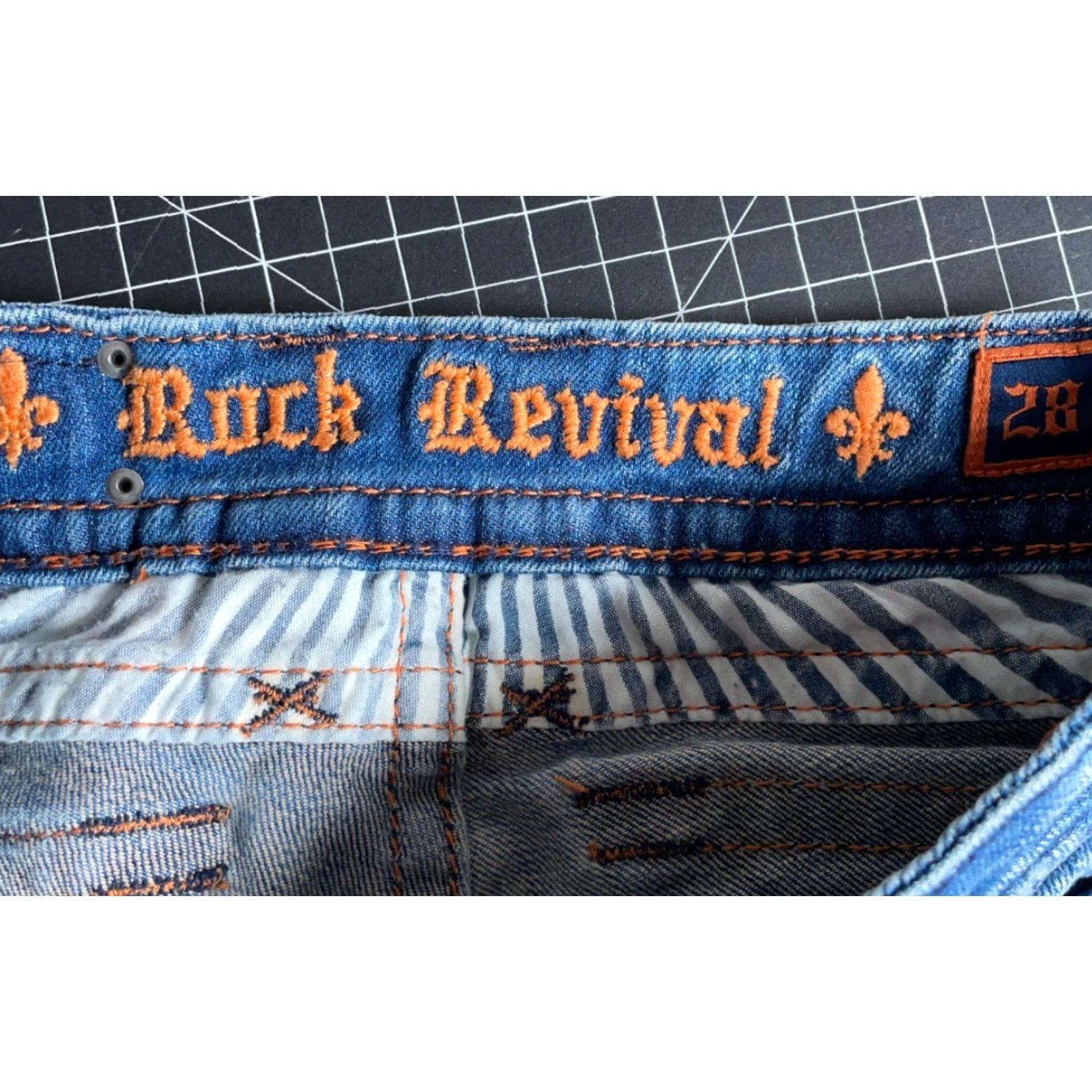 Vintage Rock Revival Patti Boot Cut Jeans Women's 28 Dark Blue Denim Stretch Flap Pocket 5-Pocket Design Regular Inseam 30"} Size 28" / US 6 / IT 42 - 3 Thumbnail