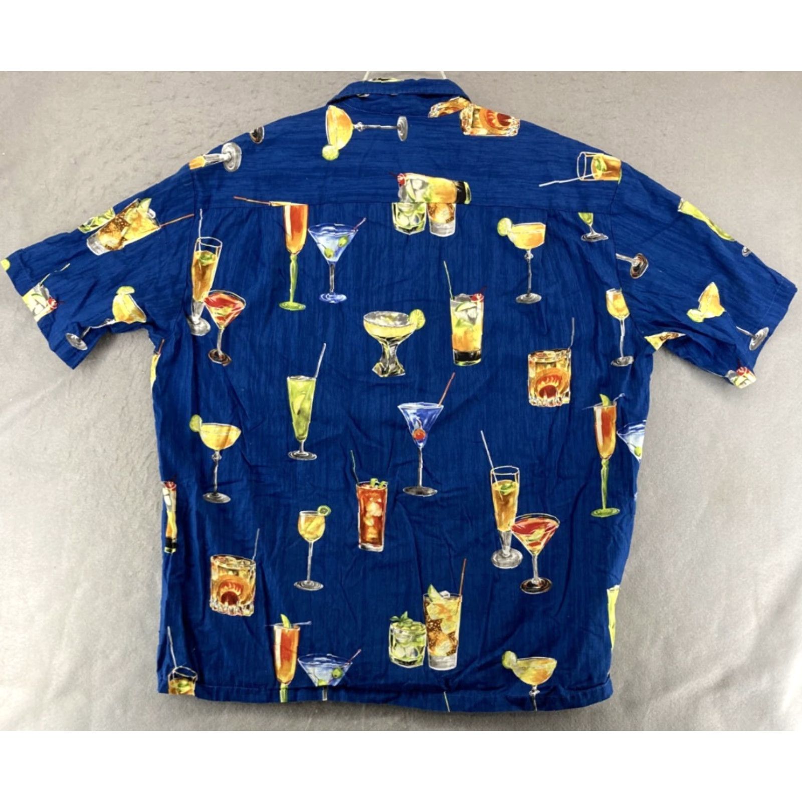 Vintage Vintage Legend Hawaiian Shirt Men 2XL Short Sleeve Blue Cocktails Summer Vacation Size US 39 - 7 Thumbnail