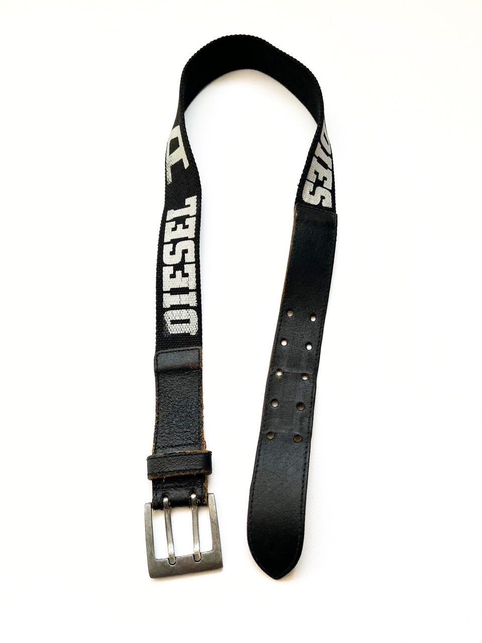 Diesel × Japanese Brand Vintage Diesel crazy letters logo leather canvas punk belt Size ONE SIZE - 2 Thumbnail