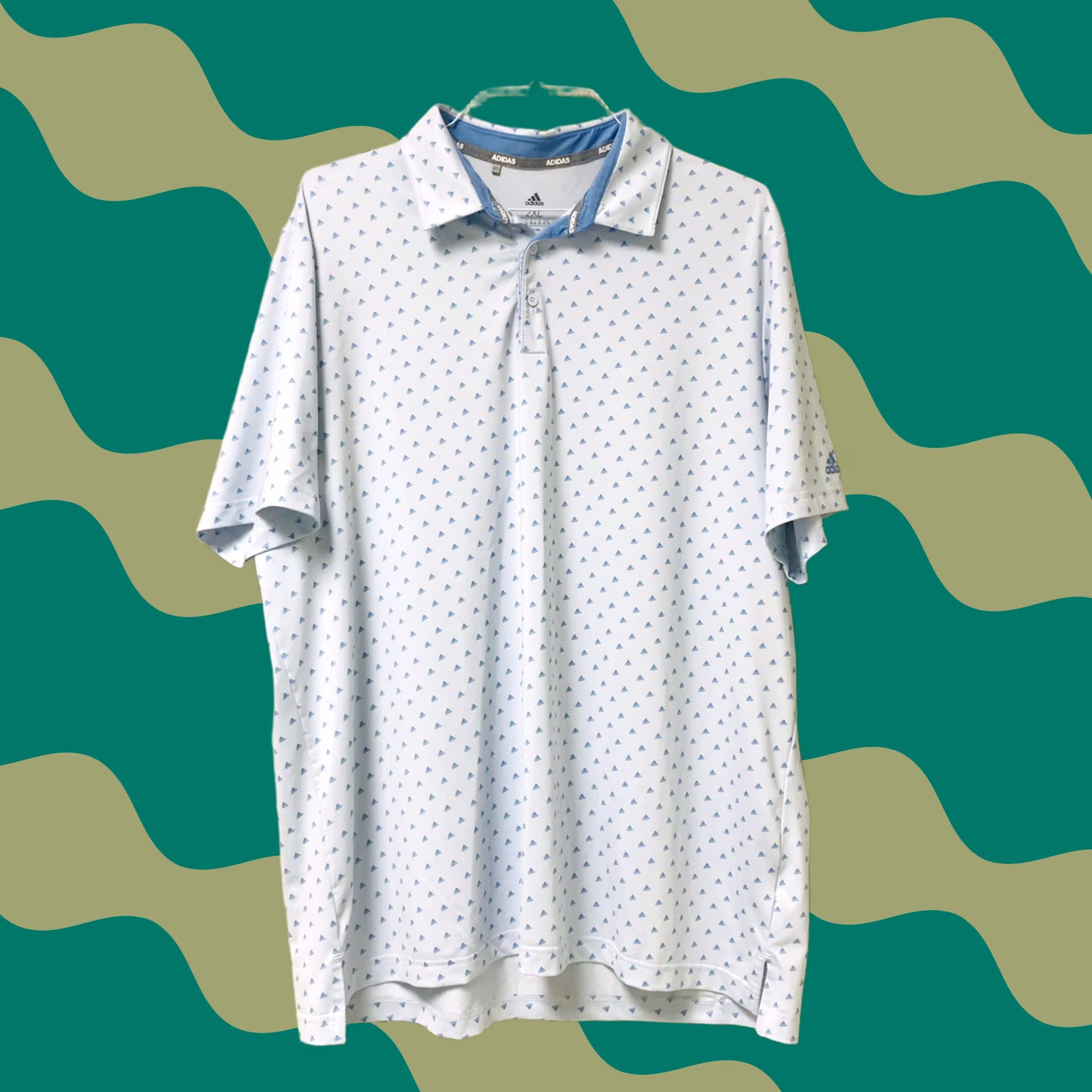 Adidas adidas Polo Shirt Men White All Over Adi-Print Logo Golf Short Sleeve 2XL Size US XXL / EU 58 / 5 - 1 Thumbnail