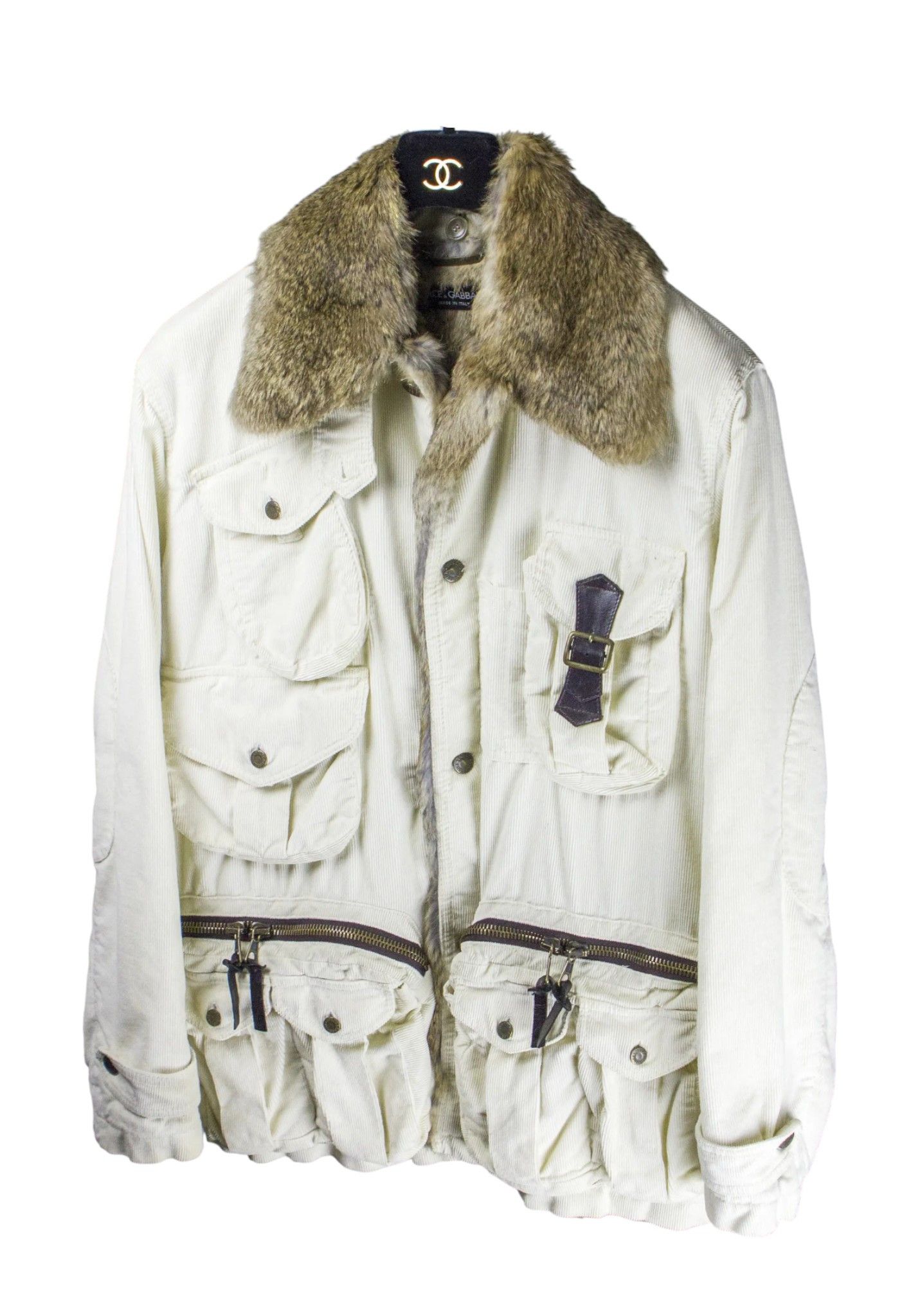 Dolce & Gabbana F/W 2002 RUNWAY RABBIT FUR CORDUROY JACKET Size S / US 4 / IT 40 - 1 Thumbnail