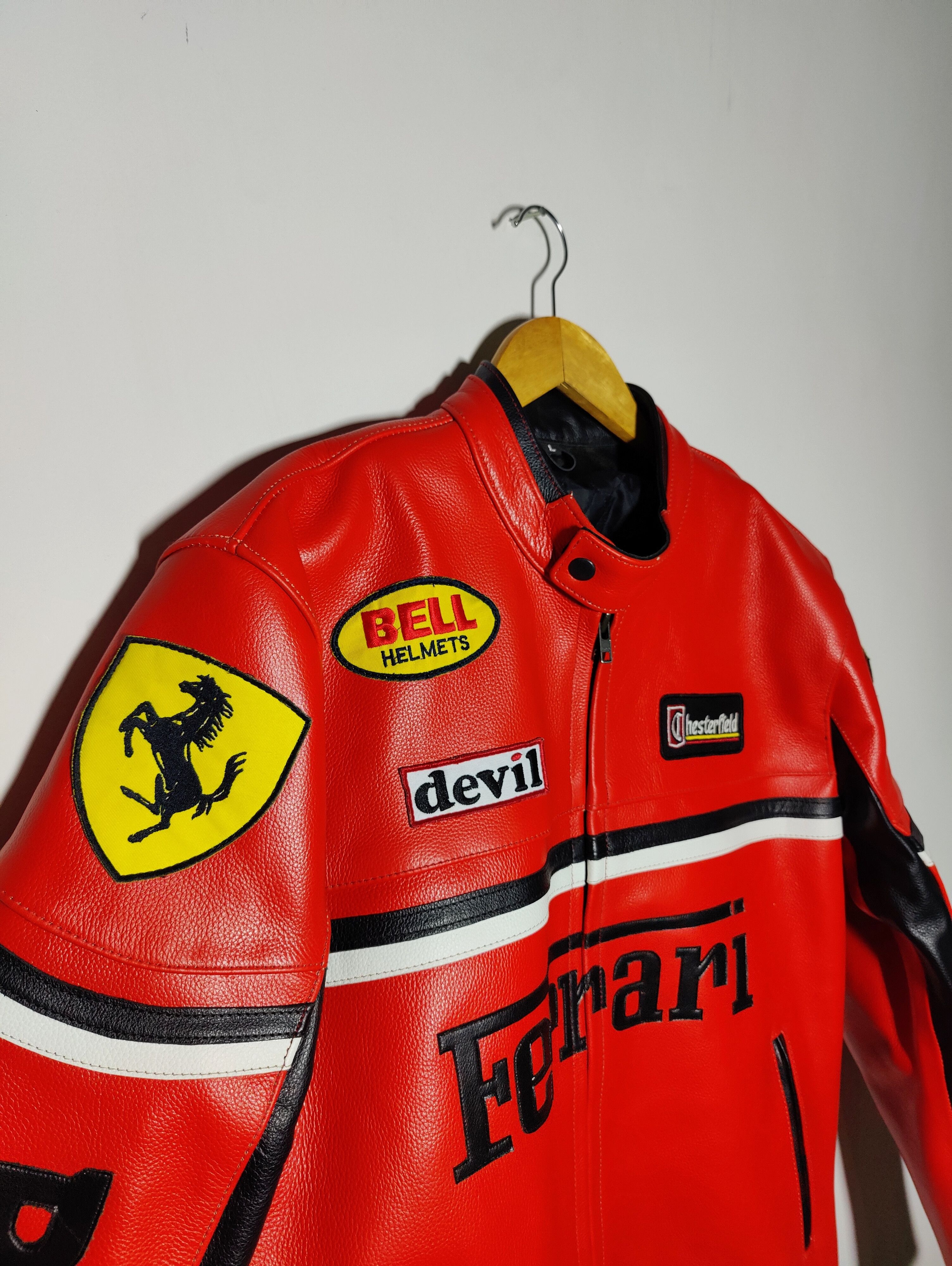 Formula 1 Ferrari 90s Racing Leather Jacket Streetwear Size US L / EU 52-54 / 3 - 4 Thumbnail