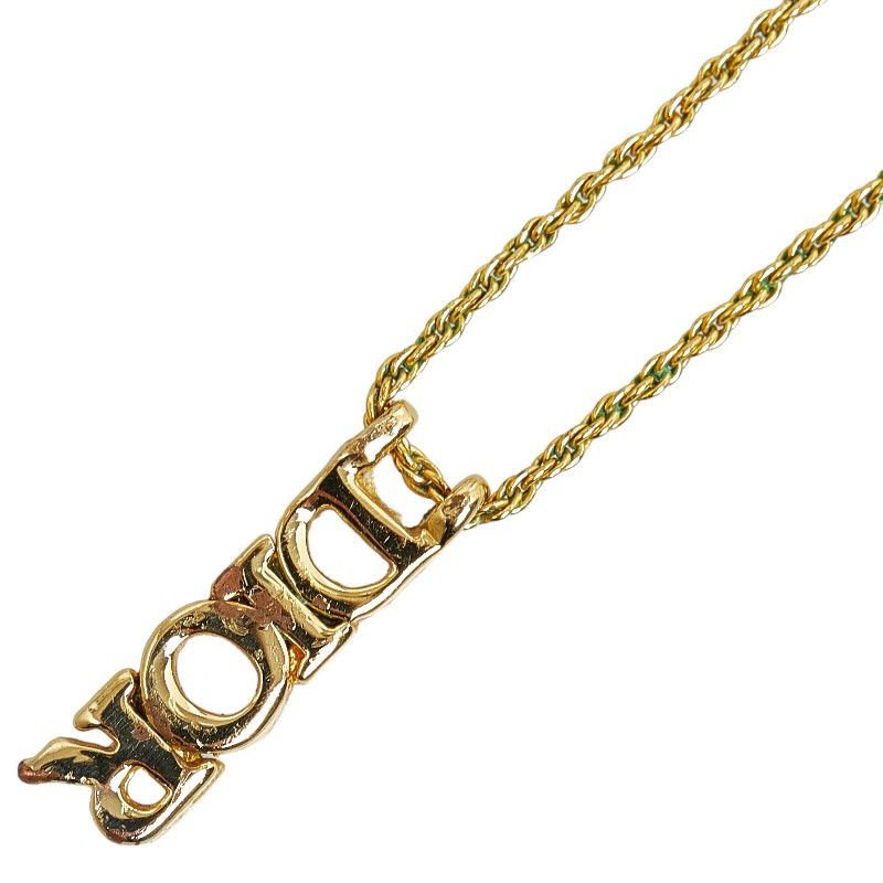 image of Dior Logo Pendant Necklace in Gold, Women's