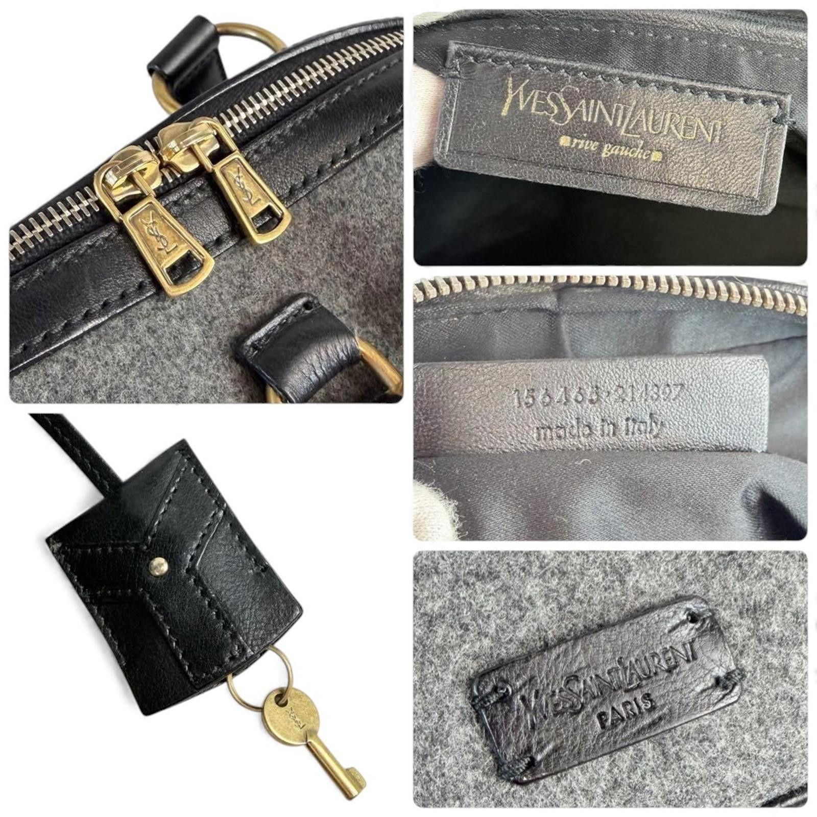 Saint Laurent Paris Saint Laurent - Grey Wool Black Leather Handbag Size ONE SIZE - 8 Thumbnail