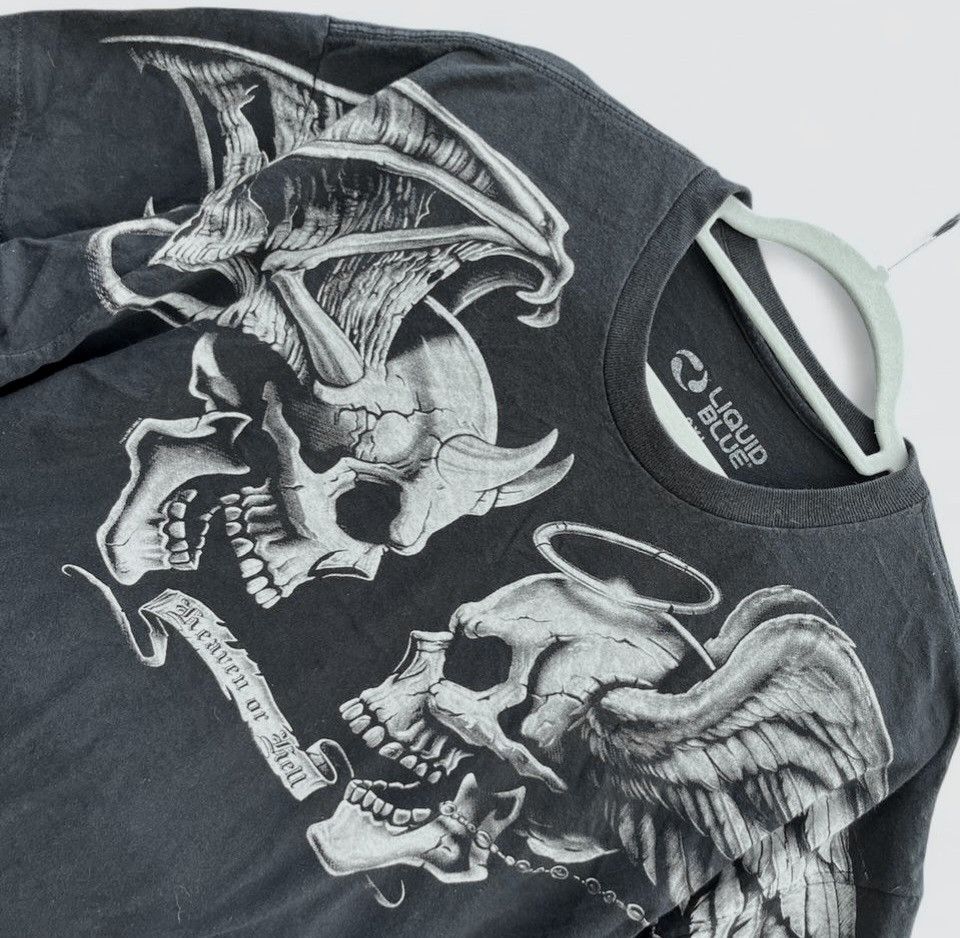 Liquid Blue Vintage Liquid Blue Heaven or Hell Dual-Sided Skull Tee 2XL Size US XXL / EU 58 / 5 - 5 Thumbnail