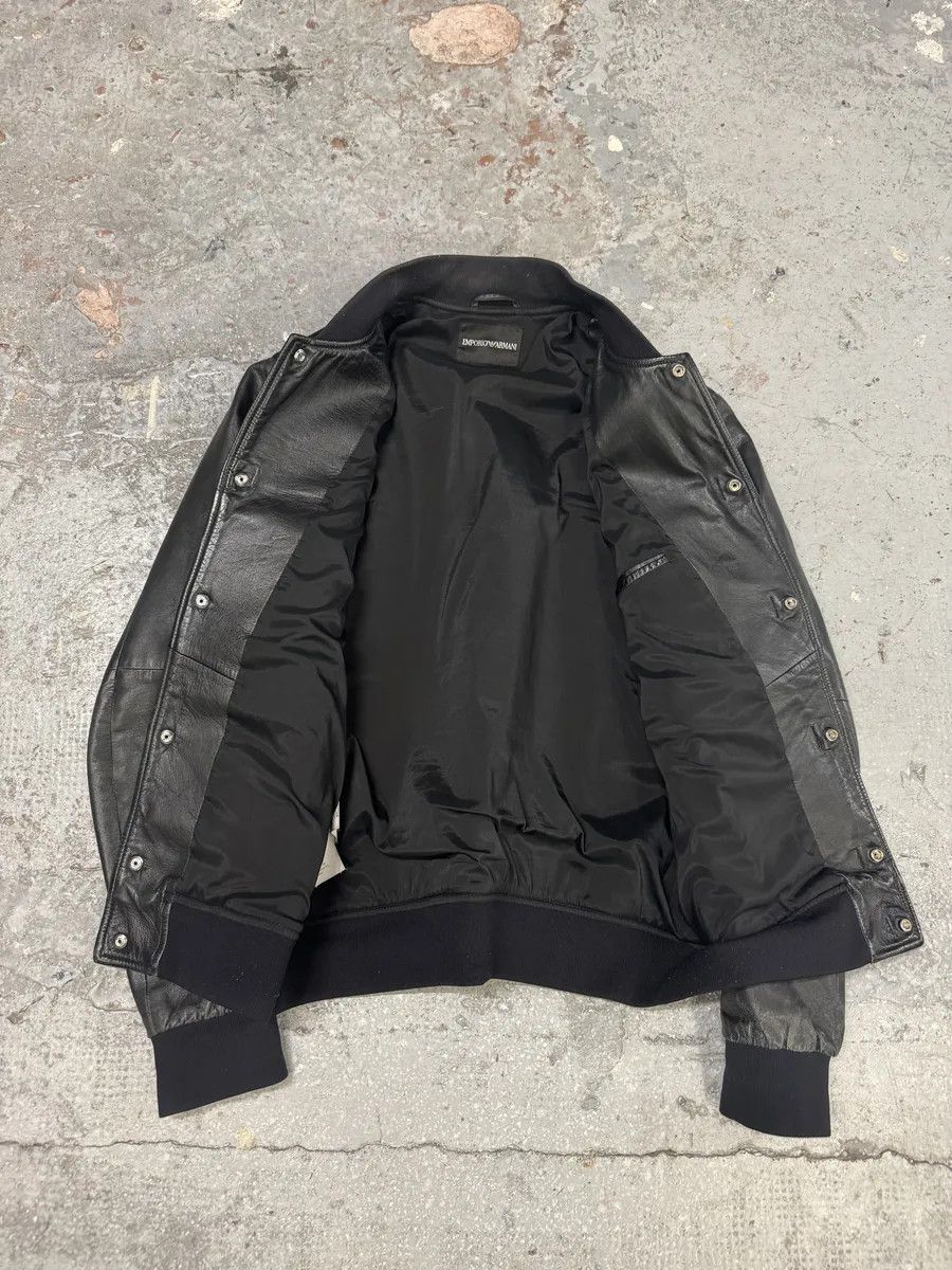 Emporio Armani × Vintage SS2014 Emporio Armani Black Pure Geometrical Leather Jacket Size US M / EU 48-50 / 2 - 8 Thumbnail