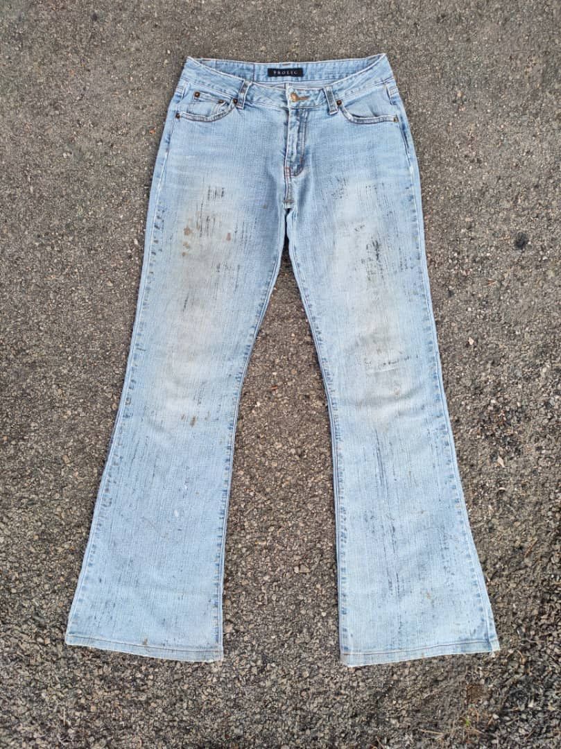 Japanese Brand FLARE VINTAGE FROLIC BOOTCUT FADED JEANS DENIM PANTS Size US 27 - 1 Thumbnail