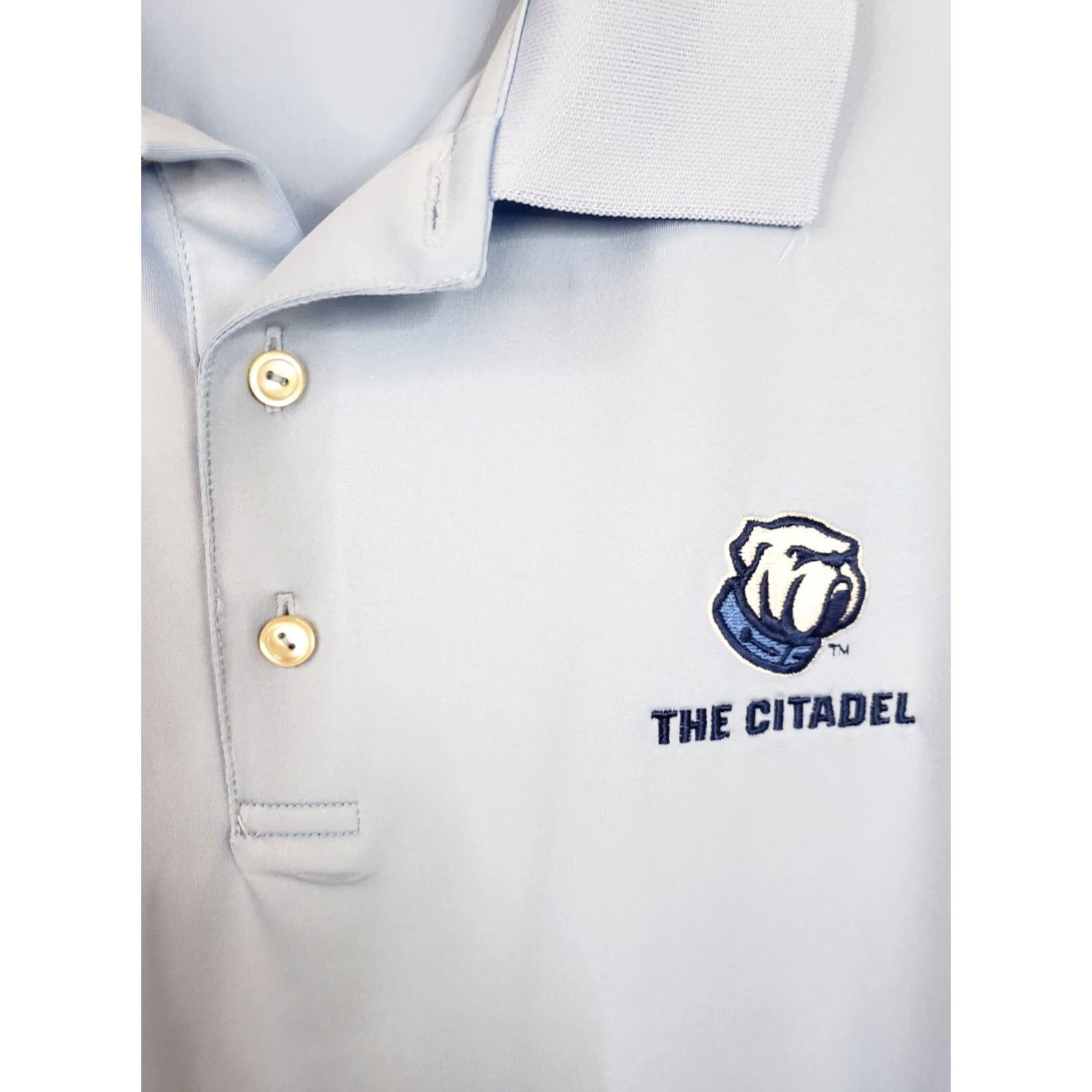 Peter Millar Peter Millar Summer Comfort Polo Mens 2XL Striped Blue Citidel Bulldogs Logo Embroidered Chest Golf Casual Workwear Button Collar Shirt Size US XXL / EU 58 / 5 - 4 Thumbnail