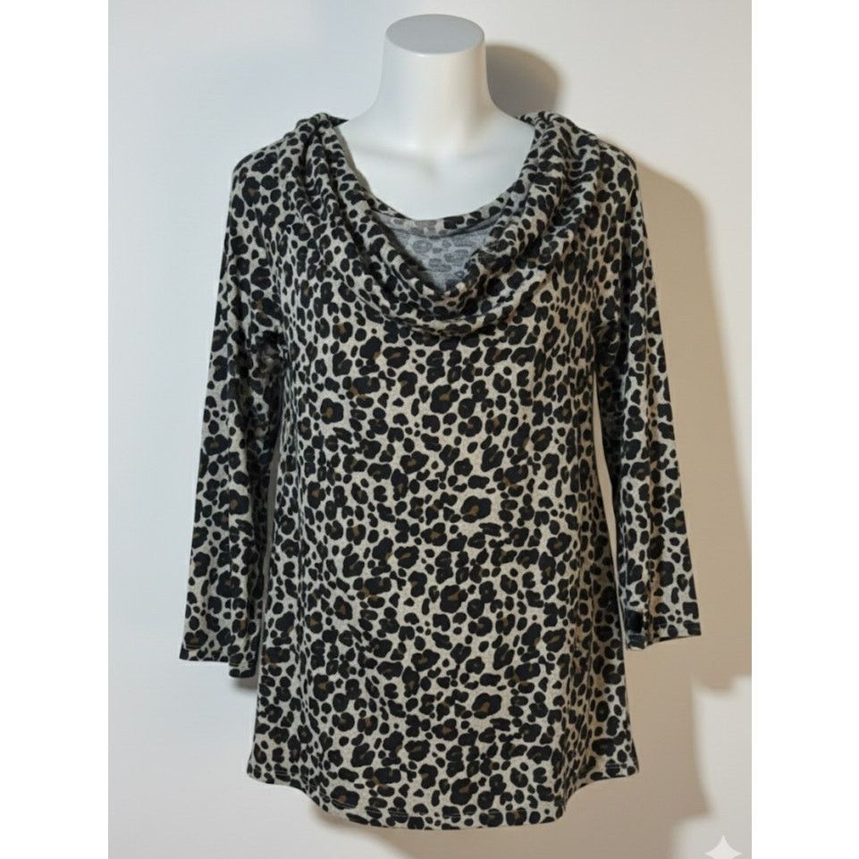 Loft LOFT · XL · Cowl Neck Top · Soft Knit Stretch · Leopard Size XL / US 12-14 / IT 48-50 - 1 Thumbnail