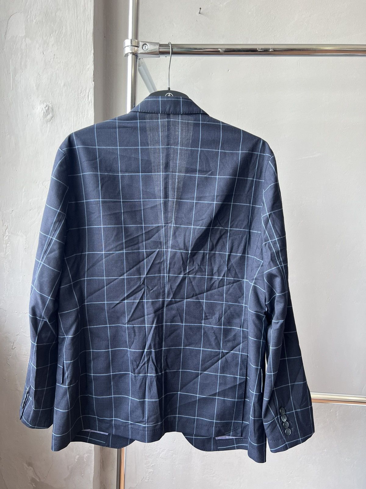 Hackett HACKETT LONDON MENS BLUE WINDOWPANE WOOL BLAZER JACKET 44R Size 44R - 14 Thumbnail