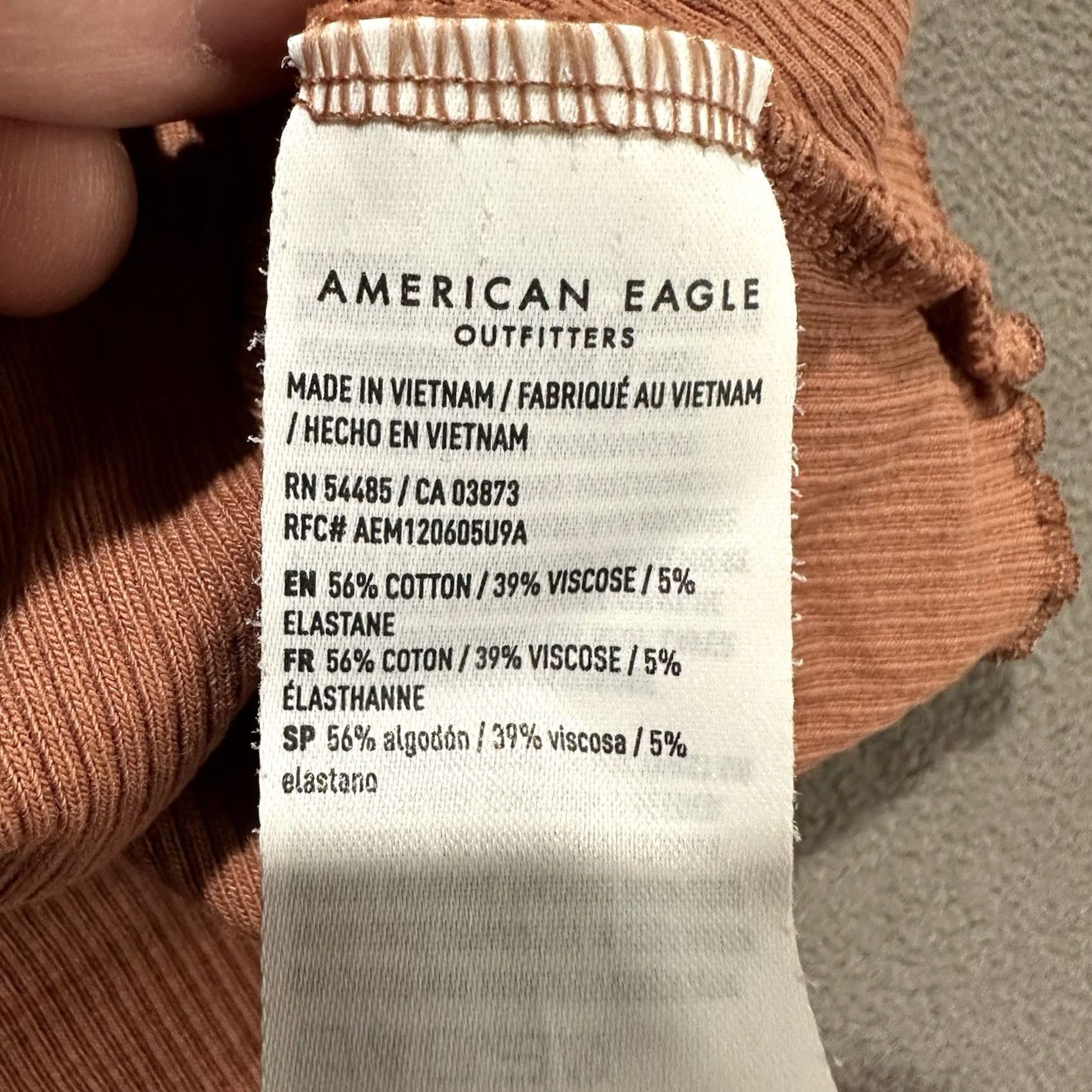 American Eagle Outfitters American Eagle Tank Top Womens M Orange Ribbed Henley Cropped Scoop Sleeveless Size M / US 6-8 / IT 42-44 - 4 Thumbnail