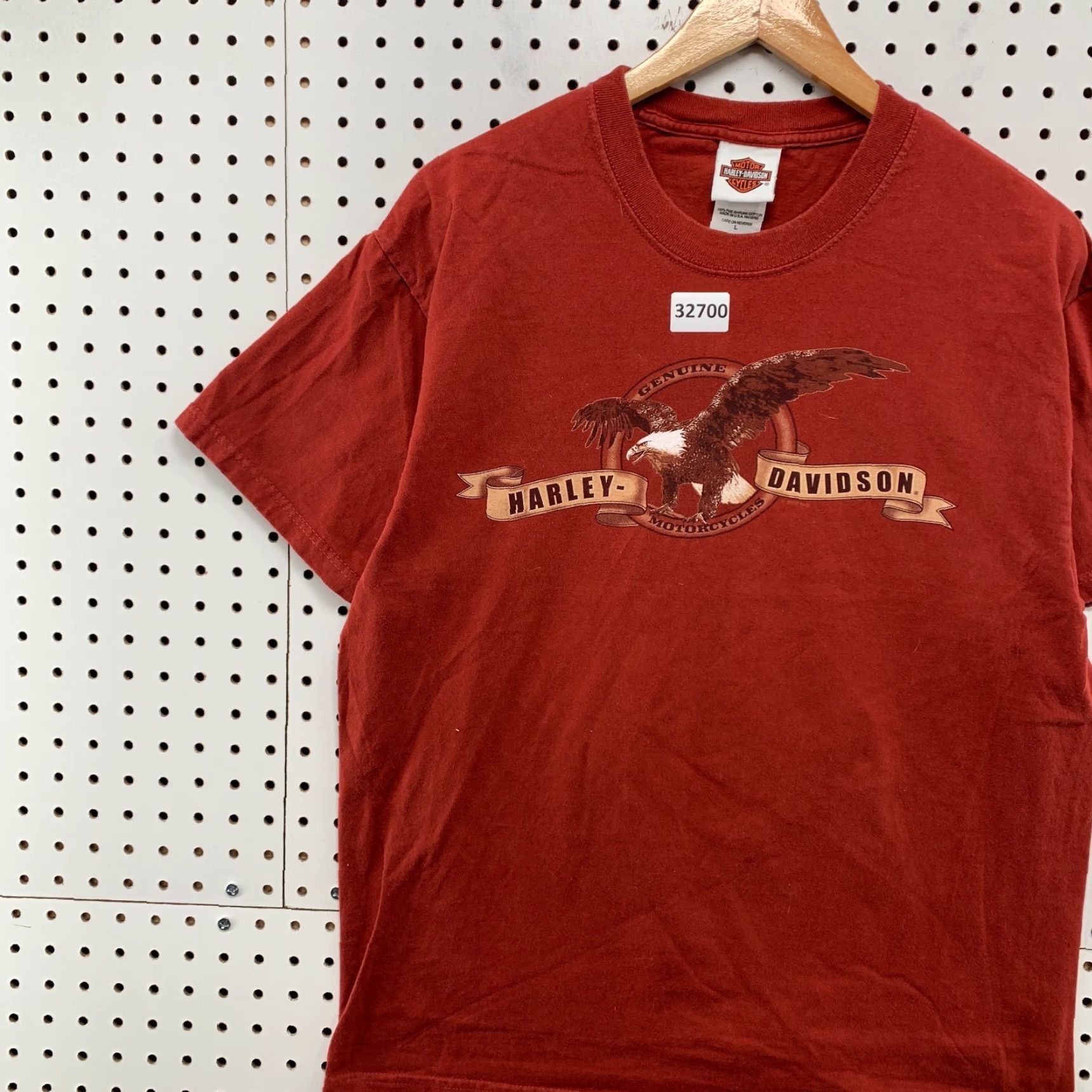 Harley Davidson VINTAGE Harley-Davidson Motorcycle T-Shirt Mens Large Orange Eagle Spell Out 21x27.5 Retro 90s Size US L / EU 52-54 / 3 - 3 Thumbnail
