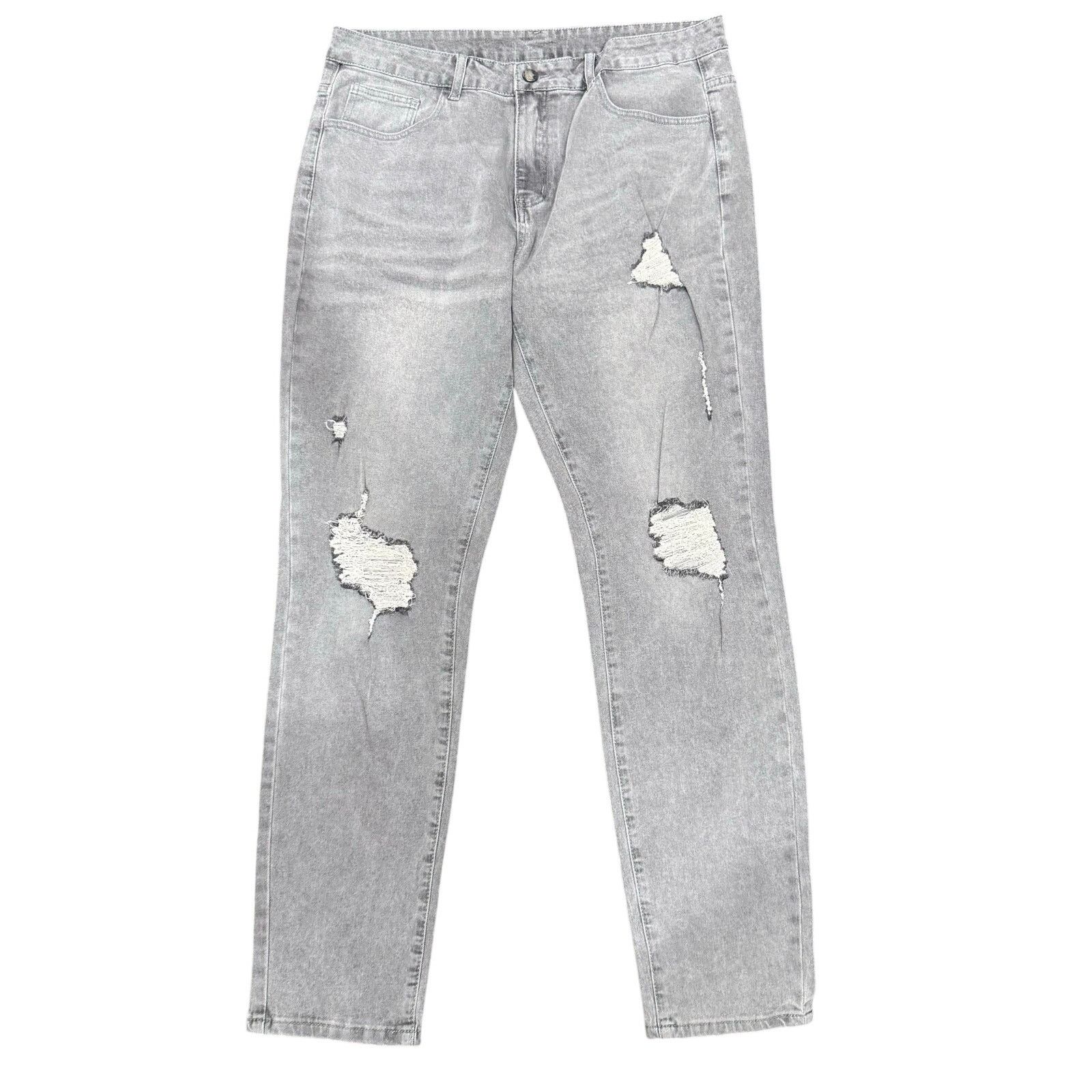 Shein Men Ripped Skinny Jeans in Washed Gray, Size 36 Size US 36 / EU 52 - 1 Thumbnail