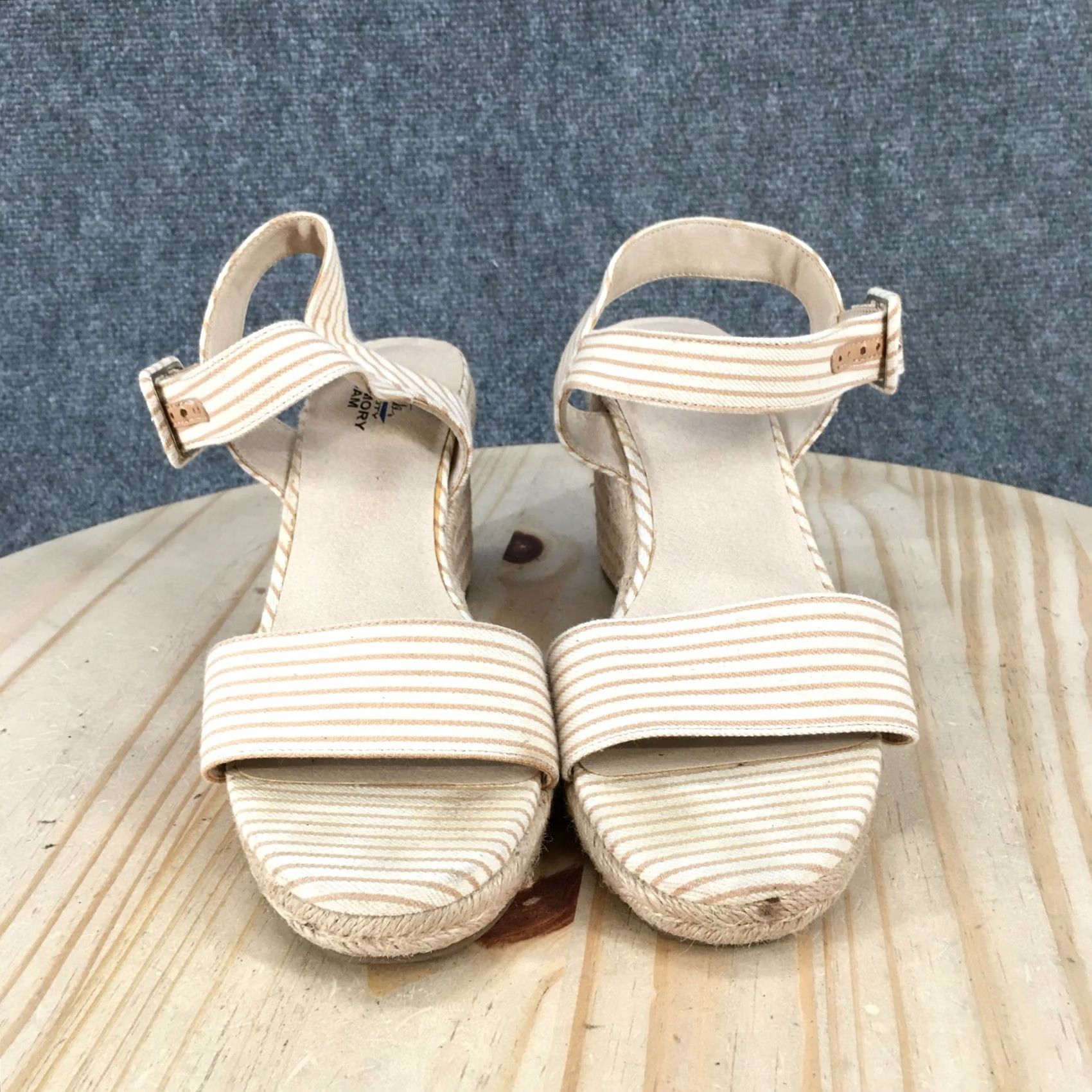 Vintage LifeStride Sandals Womens 9.5 Beige Espadrille Ankle Straps Wedge Casual Sandal Size US 10 / IT 40 - 4 Thumbnail