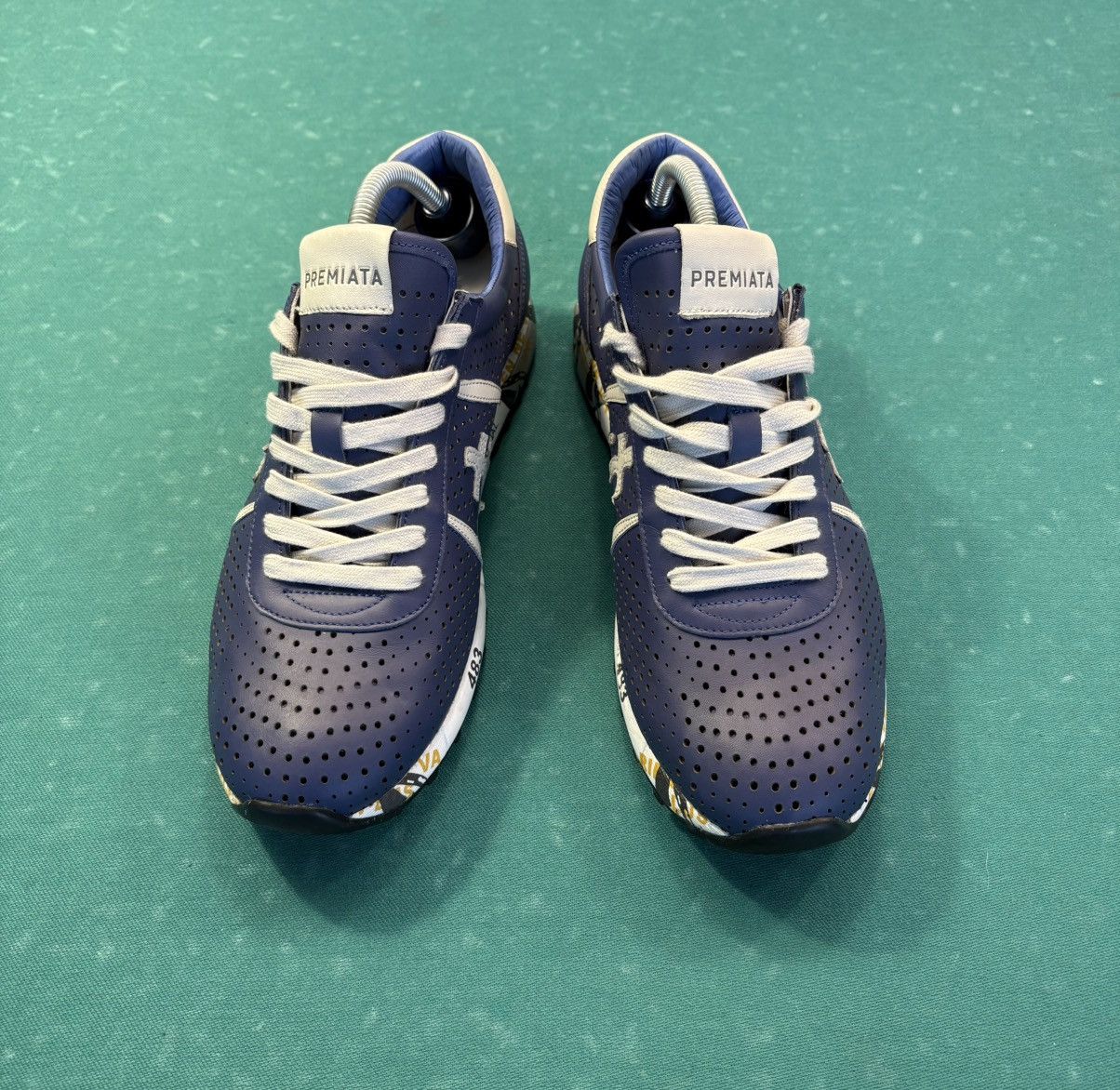 Premiata PREMIATA Lucy Lacer Men's Blue Perforated Leather Sneakers Size US 8 / EU 41 - 3 Thumbnail