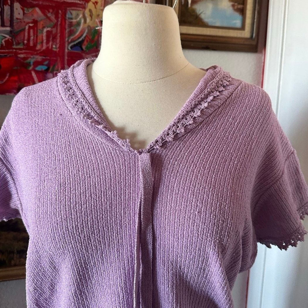 Other vintage short sleeve knit purple shirt Size L / US 10 / IT 46 - 2 Thumbnail