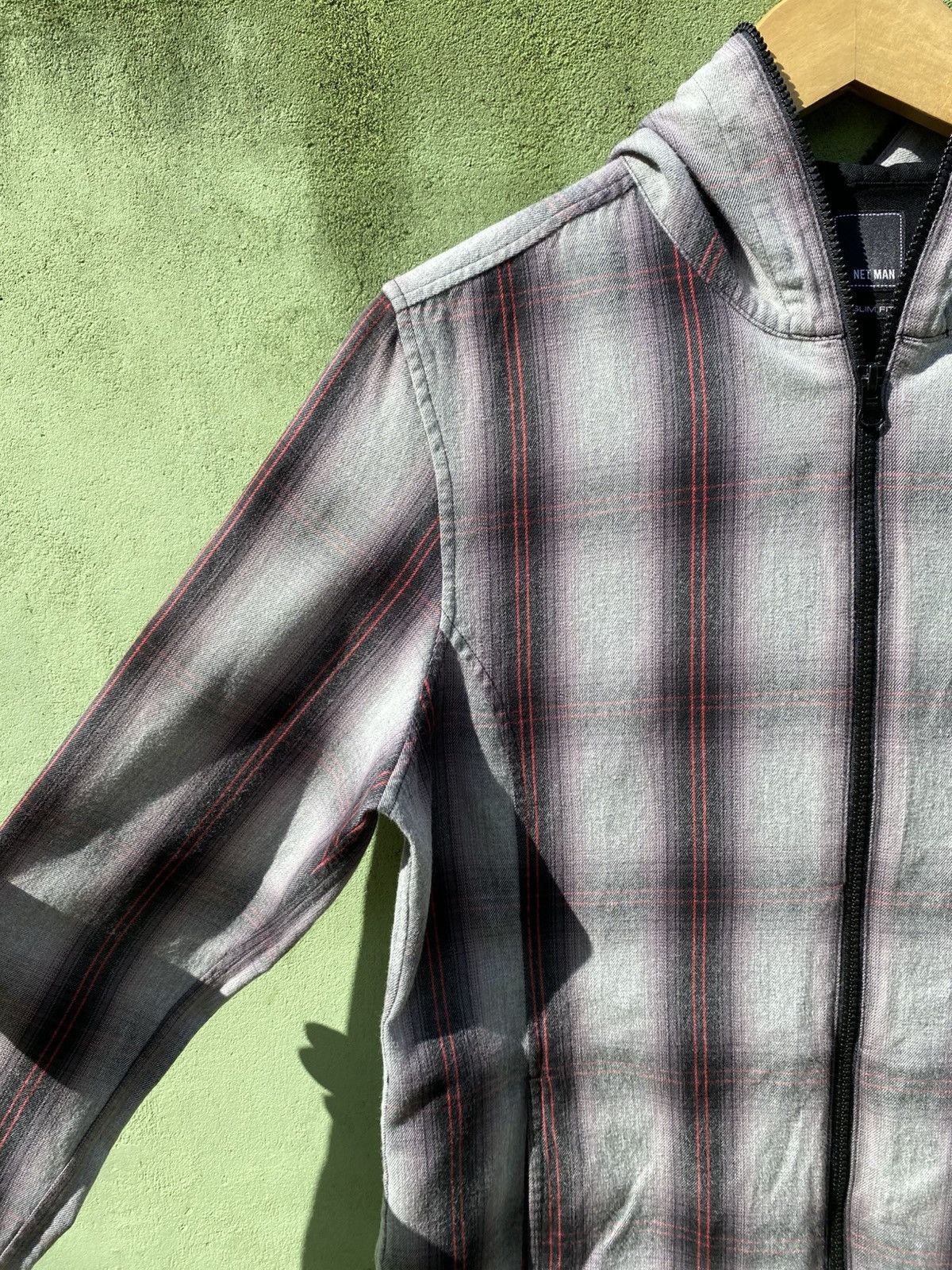 Japanese Brand Net Man Slim Fit Classic Grey Plaid Hoodie Full Zip Casual Size US L / EU 52-54 / 3 - 4 Thumbnail