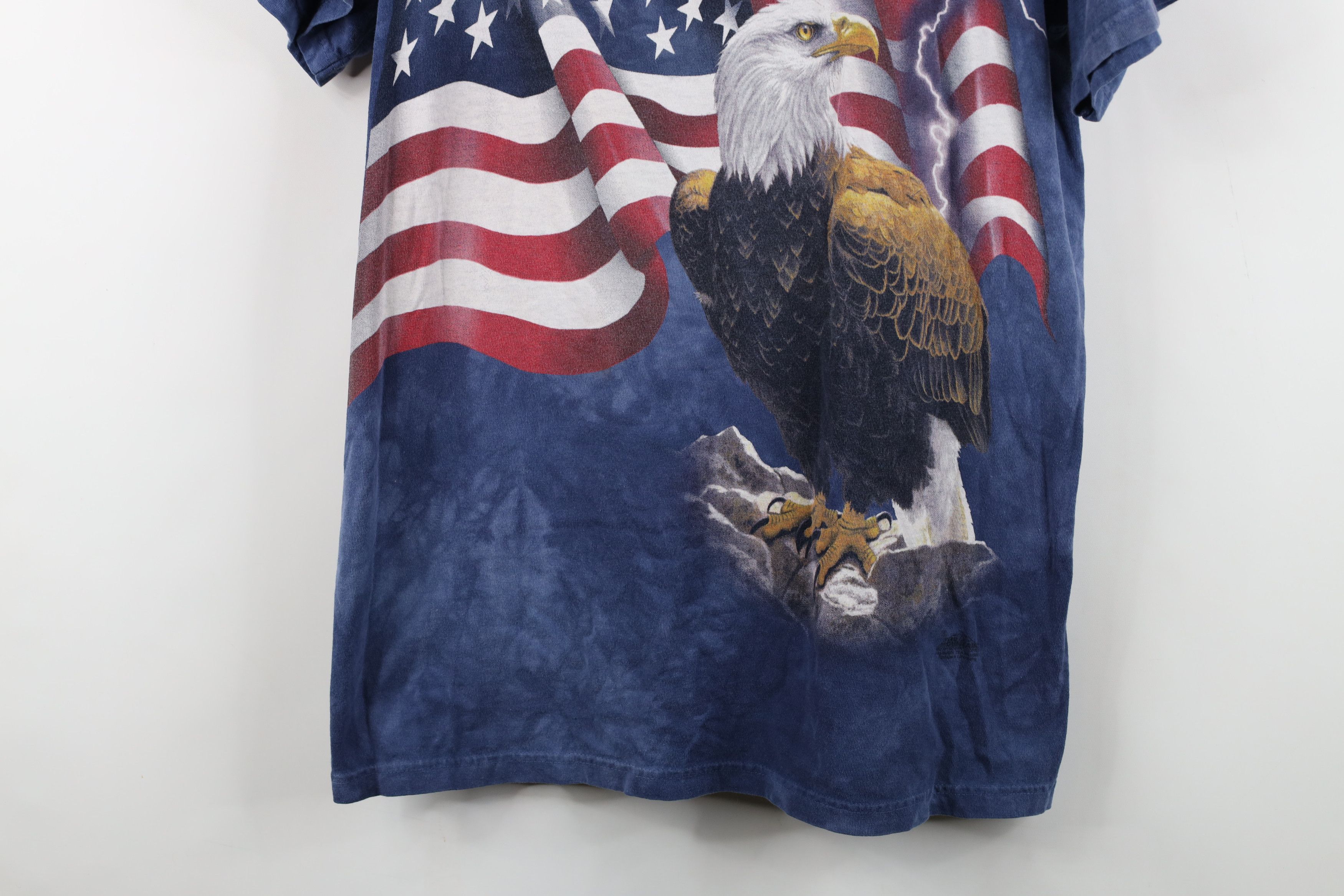 Vintage Streetwear Wash USA Flag American Eagle T-Shirt Blue USA Size US L / EU 52-54 / 3 - 3 Thumbnail