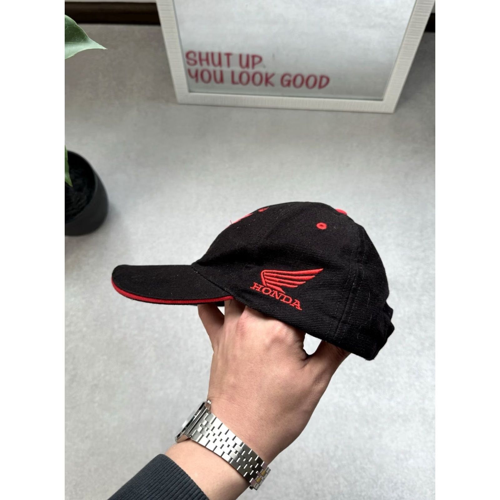 Honda VINTAGE Honda Big Logo Racing Black Cap Men One Size Size ONE SIZE - 5 Thumbnail