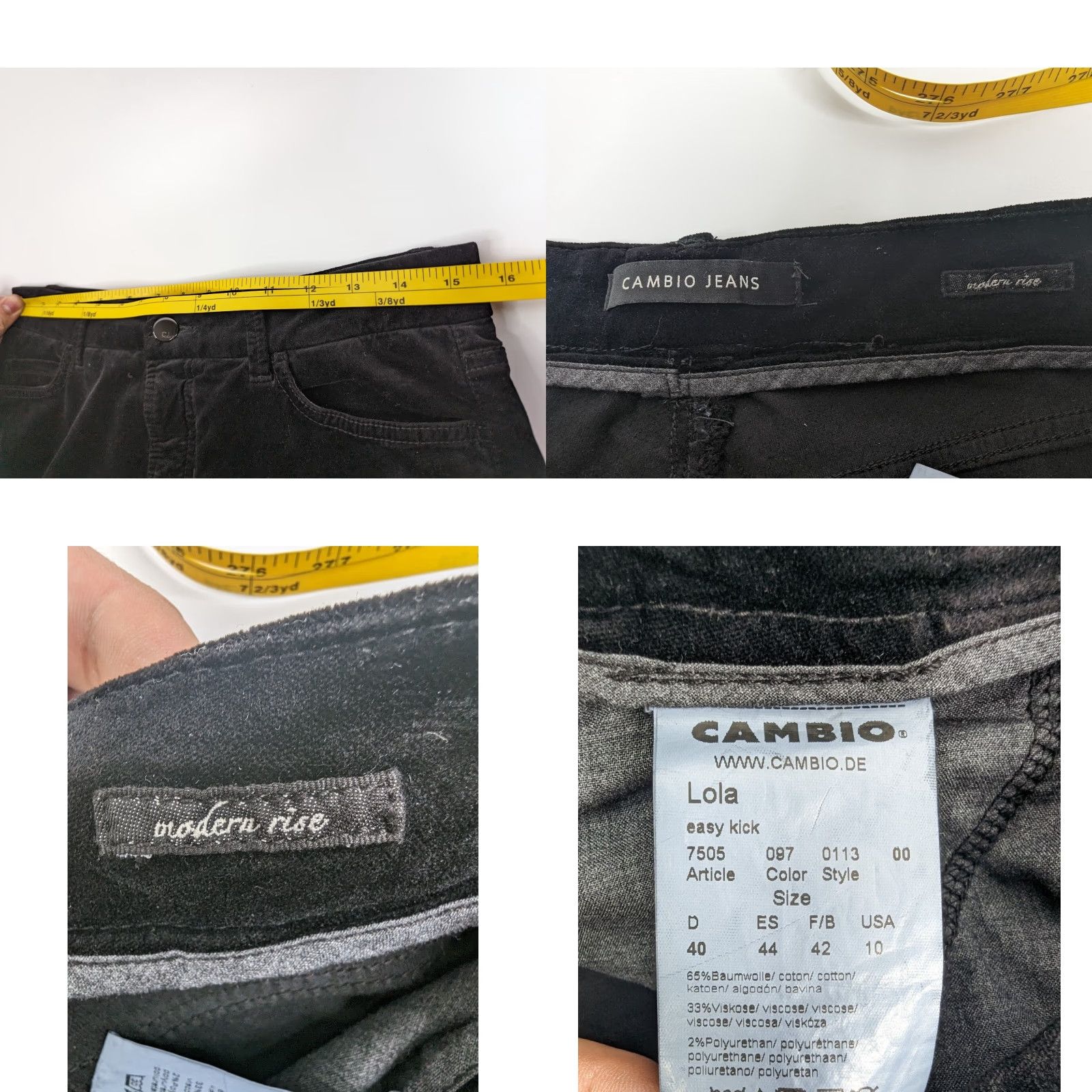 Vintage Cambio Jeans Womens Modern Denim Black Velvet Lola Rise Modern Jeans 10 Women Size 32" / US 10 / IT 46 - 8 Thumbnail