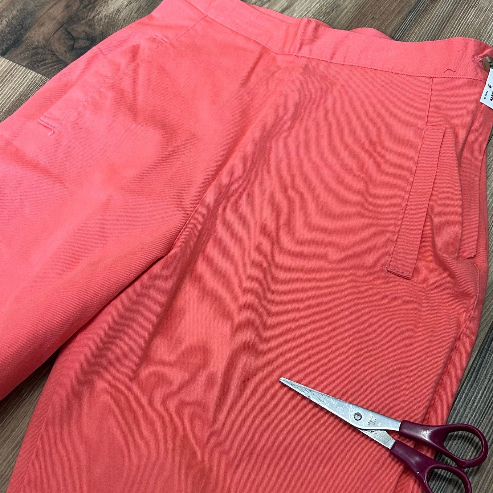 Vintage 80s Vintage High Waist Pants Tapered Leg Trousers Coral Pink Size 26" / US 2 / IT 38 - 12 Thumbnail
