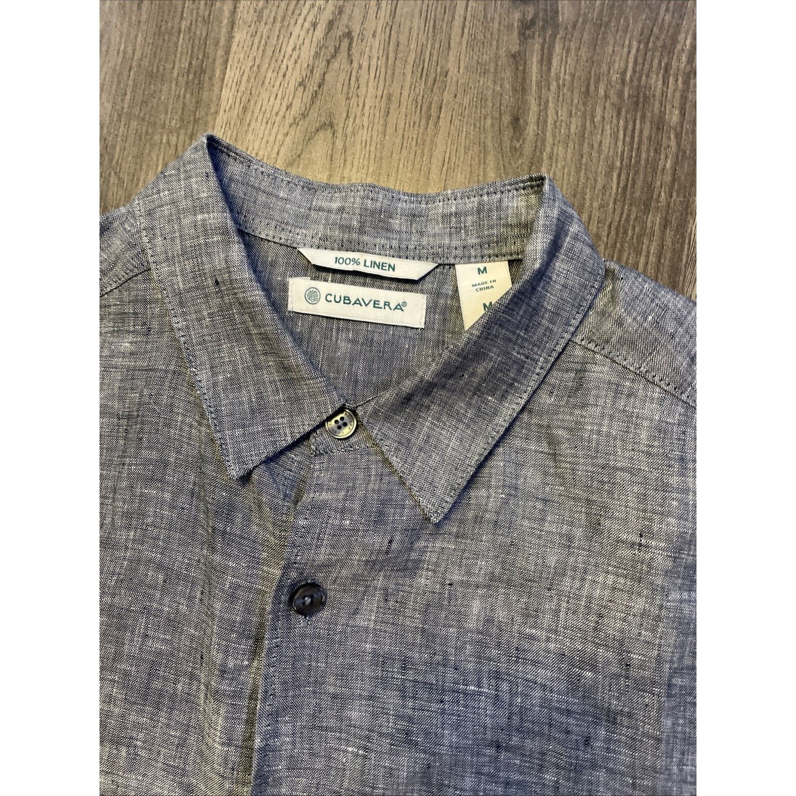 Cubavera Cubavera Shirt Mens Medium Blue Chambray Short Sleeve Button Size US M / EU 48-50 / 2 - 4 Thumbnail