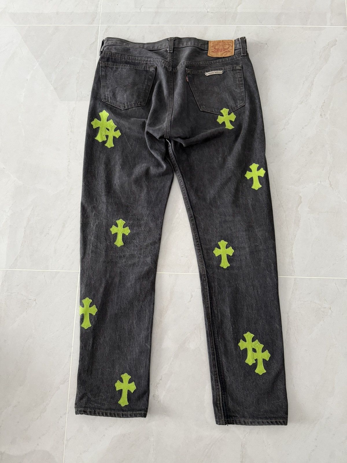 Chrome Hearts Chrome Hearts Slime Green Patched Levis 501 Sz.36 Size US 36 / EU 52 - 2 Thumbnail