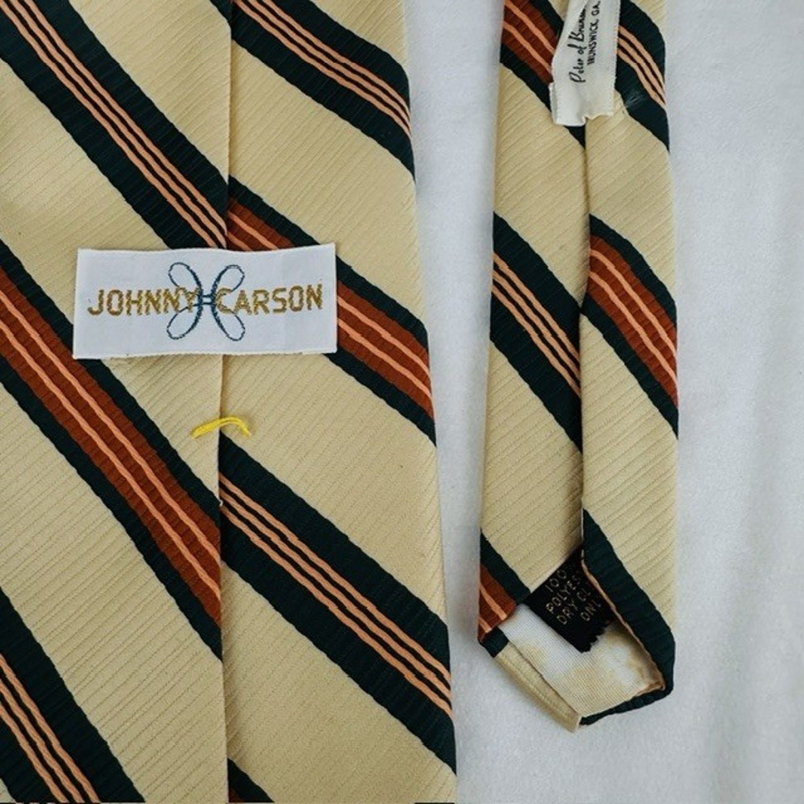 Other Johnny Carson Necktie Yellow w/Stripes 55" Grandpacore VTG Size ONE SIZE - 2 Thumbnail