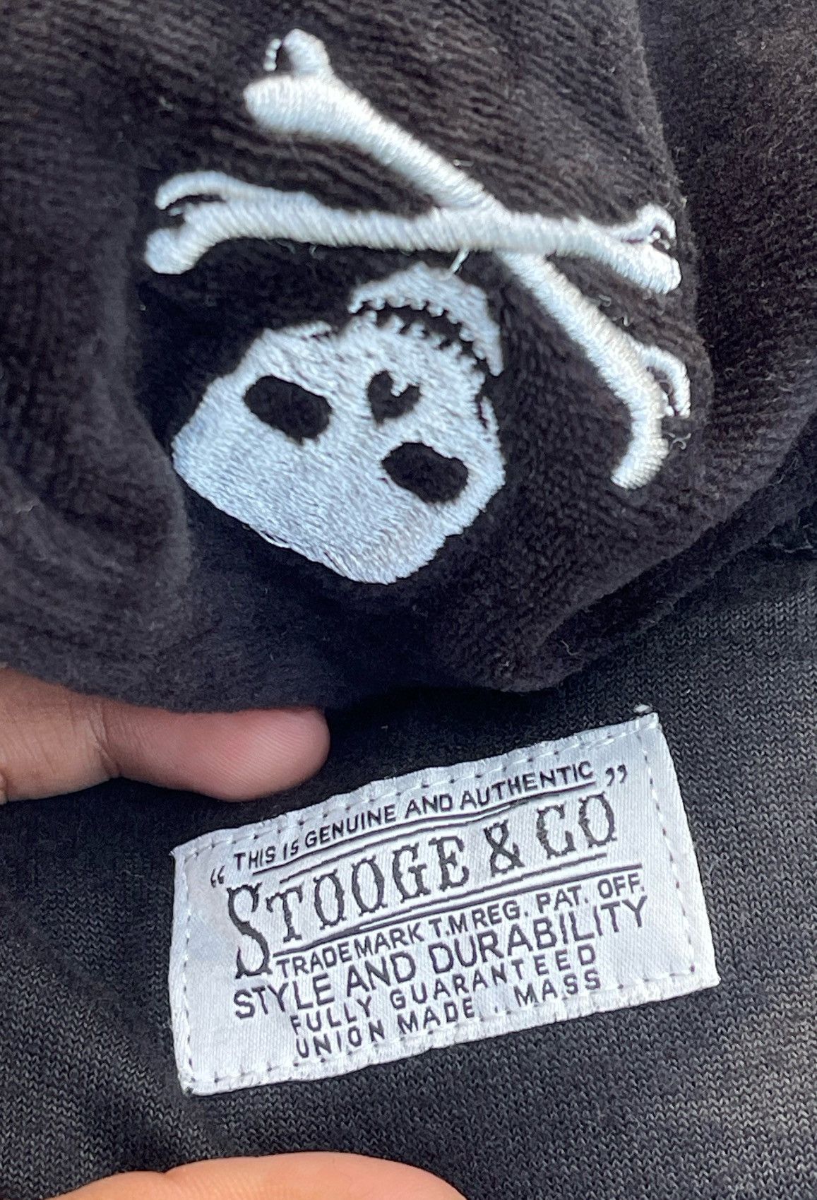 Affliction × Japanese Brand STOOGE CO MEN'S EMBROIDERED SKULL SWEATER HOODIE Size US M / EU 48-50 / 2 - 9 Thumbnail