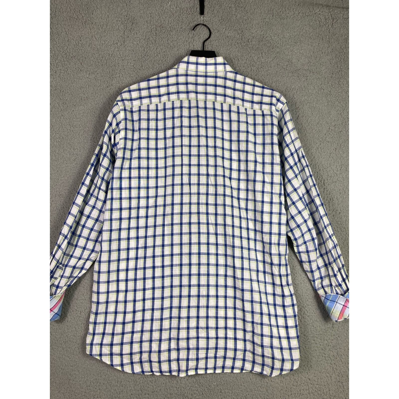 Tailorbyrd Tailorbyrd Men's Button Down Shirt White & Blue Plaid Size L Size US L / EU 52-54 / 3 - 8 Thumbnail