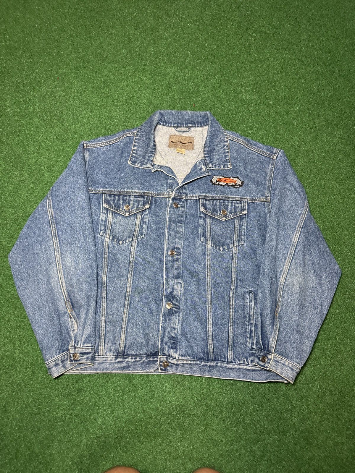 Harley Davidson Vtg 90s Harley Davidson Biker Denim Jacket Sydney Sweeney Size US XXL / EU 58 / 5 - 1 Thumbnail