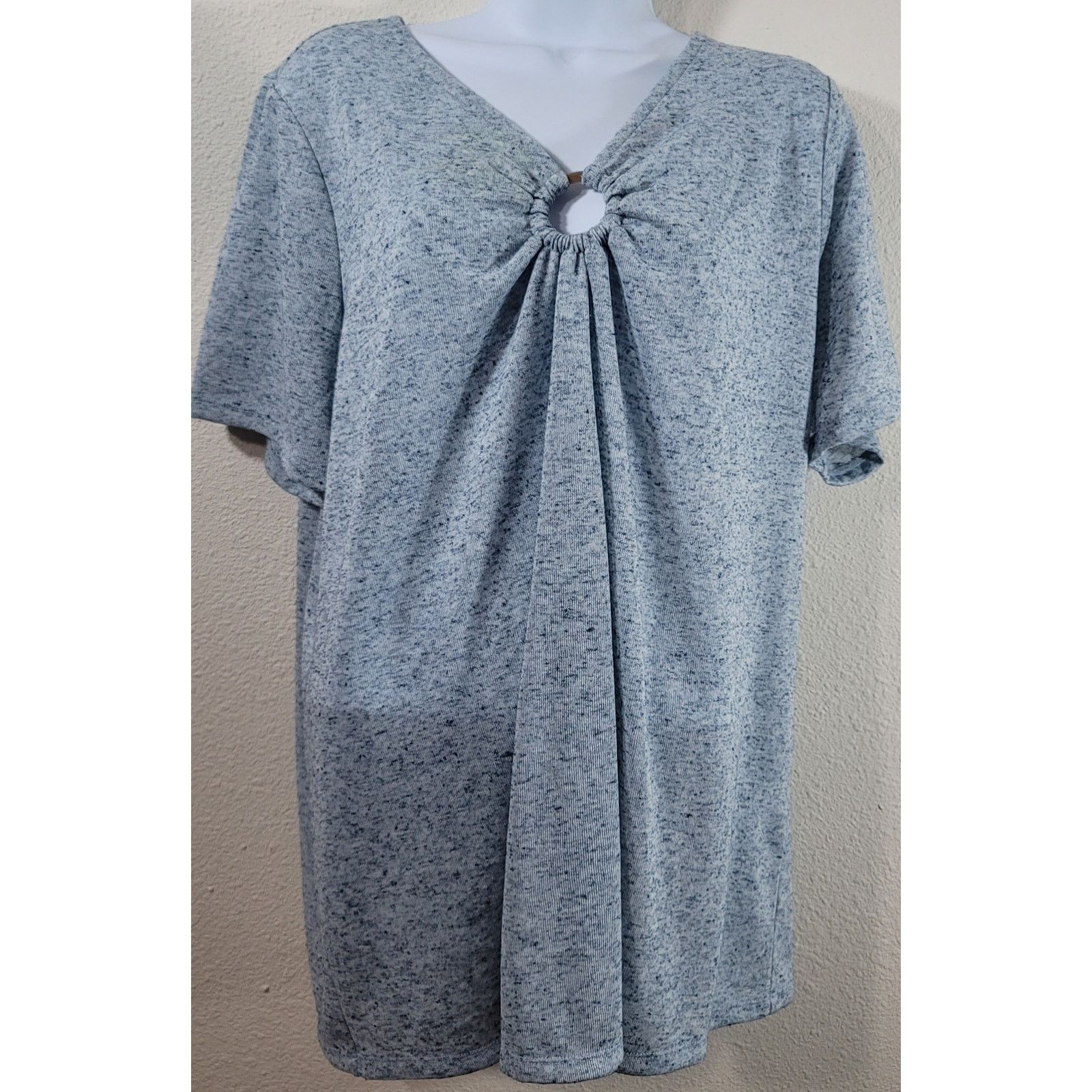 Other Lane Bryant Blue Marled V Neck Top 18 20 Lightweight Soft Size XXL / US 16-18 / IT 52-54 - 1 Thumbnail