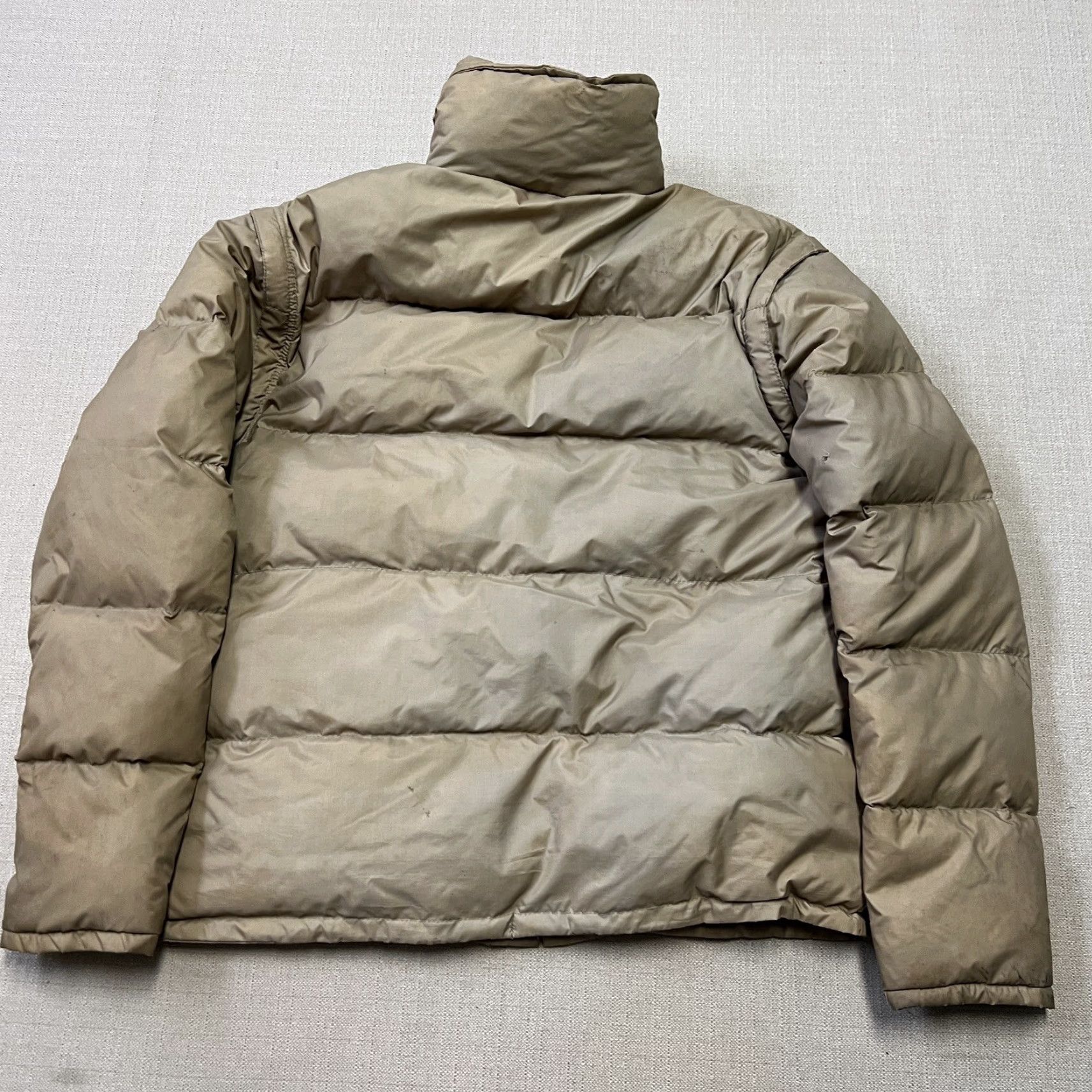 Vintage VINTAGE Ski Daddle Puffer Jacket Mens XL 60s 70s Snow Down Zip Up Beige Nylon Softshell Quilted Zipper Down Jacket Casual Skiing Front Zip Mid-Length Size US XL / EU 56 / 4 - 5 Thumbnail