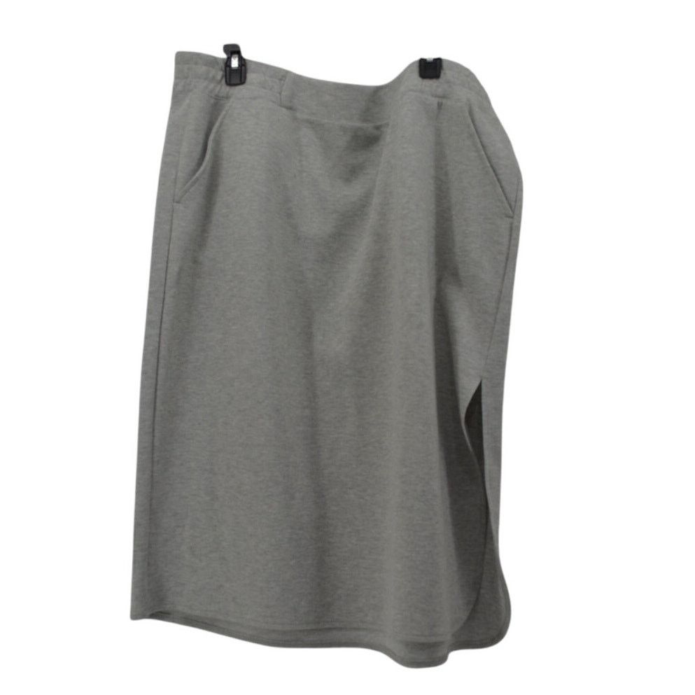 Other Liz Claiborne Light Gray Side Slit Midi Skirt Pocket Warm 1X Size 42" / US 20 - 1 Thumbnail