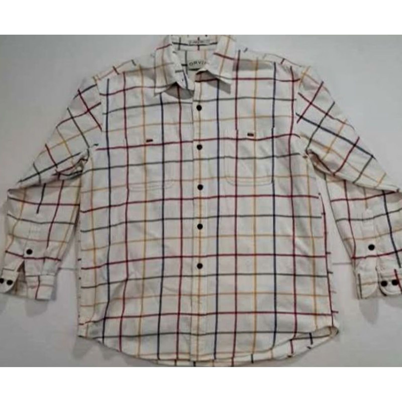 Orvis Orvis Shirt XL White Full Button Chex Cotton 100% Button-Up Men Outdoors N/A Size US XL / EU 56 / 4 - 2 Thumbnail