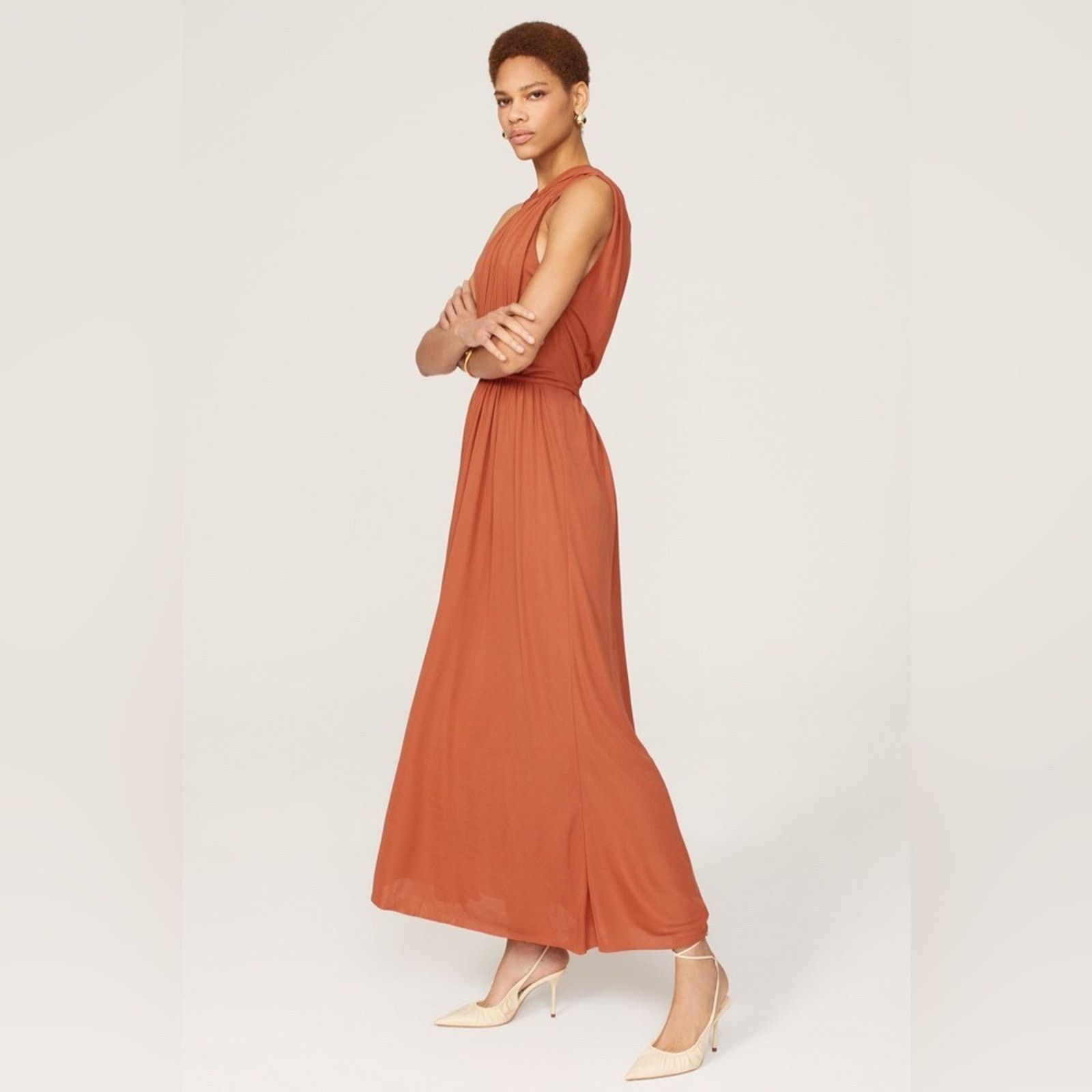 Another Tomorrow Another Tomorrow Size 10 Shirred Open Back Dress Size L / US 10 / IT 46 - 2 Thumbnail