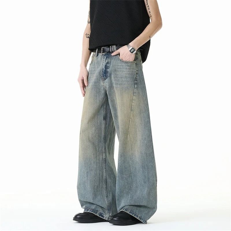 Vintage Patchwork Design Straight Leg Men's Jeans Size US 33 - 1 Thumbnail