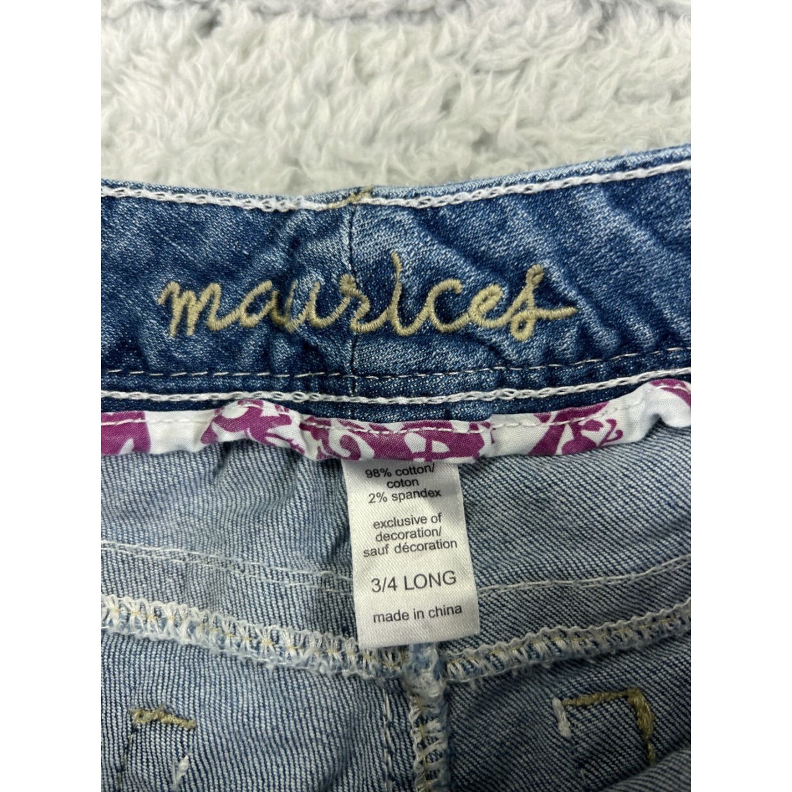 Vintage Maurices Women's Bootcut Jeans Medium Wash Blue Denim Embroidered Rhinestone Stretch Cotton Size M Size 32" / US 10 / IT 46 - 6 Thumbnail